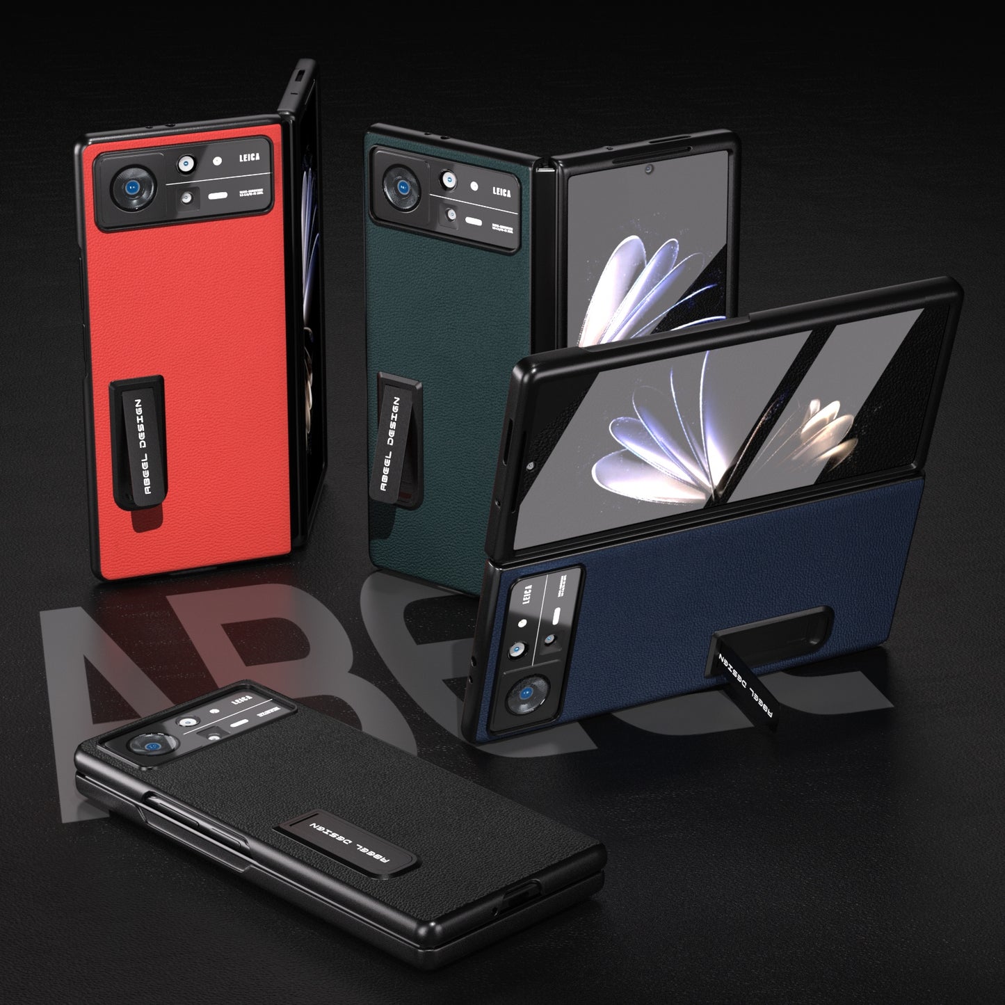 For Xiaomi Mix Fold 2 Integrated Genuine Leather Luolai Series Phone Case with Holder(Black)