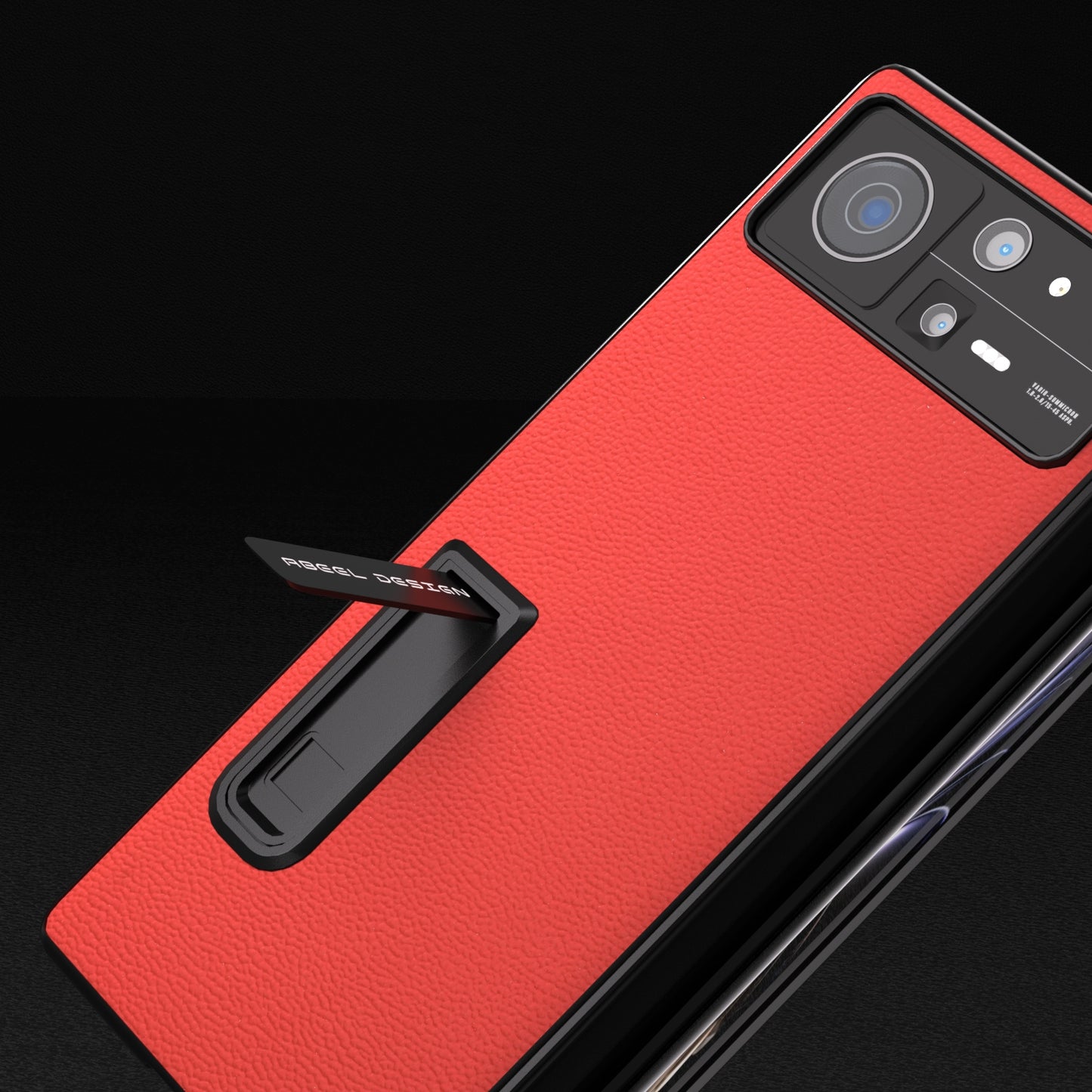 For Xiaomi Mix Fold 2 Integrated Genuine Leather Luolai Series Phone Case with Holder(Red)