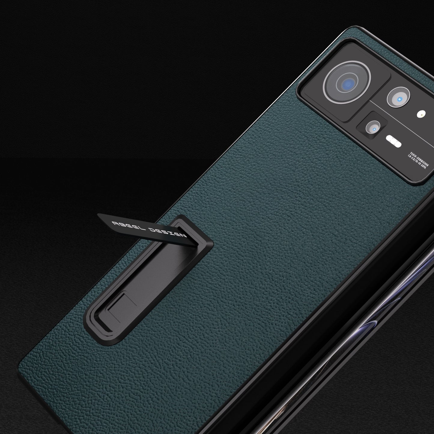 For Xiaomi Mix Fold 2 Integrated Genuine Leather Luolai Series Phone Case with Holder(Dark Green)