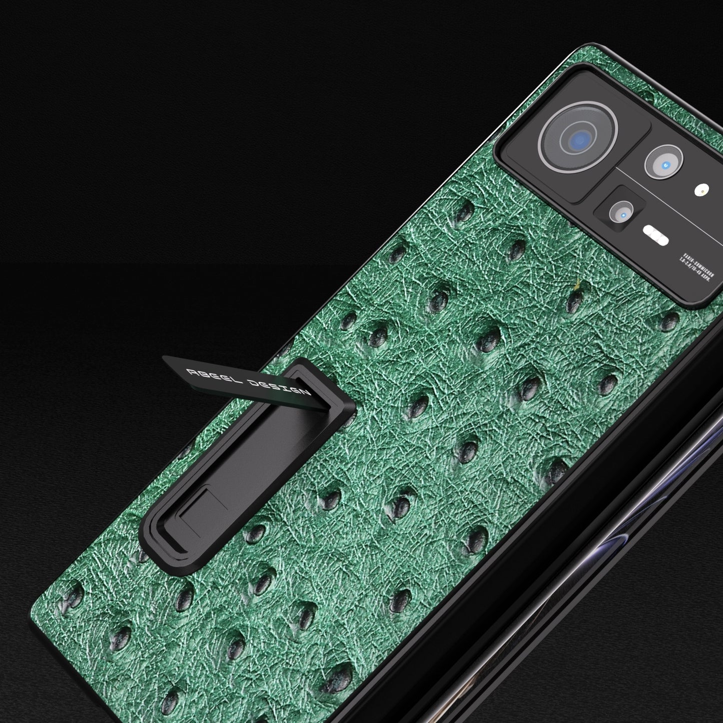 For Xiaomi Mix Fold 2 Integrated Genuine Leather Ostrich Texture Phone Case with Holder(Green)