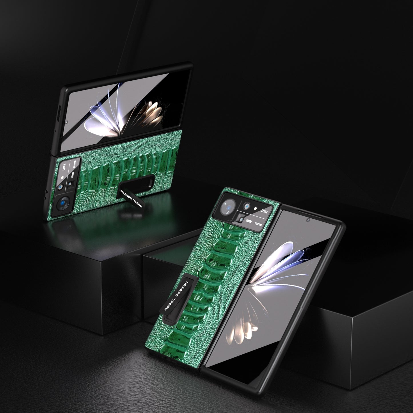 For Xiaomi Mix Fold 2 Integrated Genuine Leather Weilai Series Phone Case with Holder(Green)