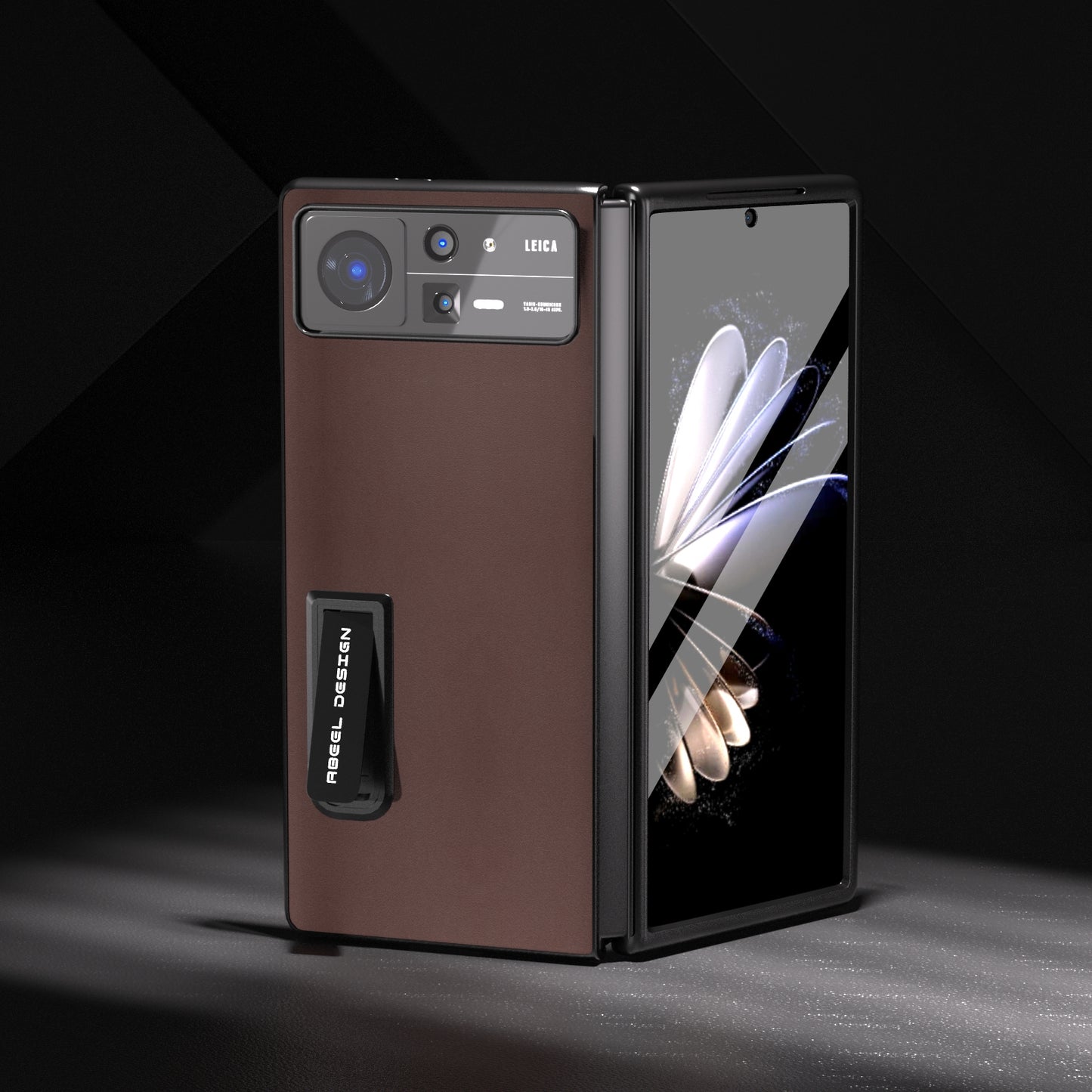 For Xiaomi Mix Fold 2 Integrated Genuine Leather Xiaoya Series Phone Case with Holder(Coffee)