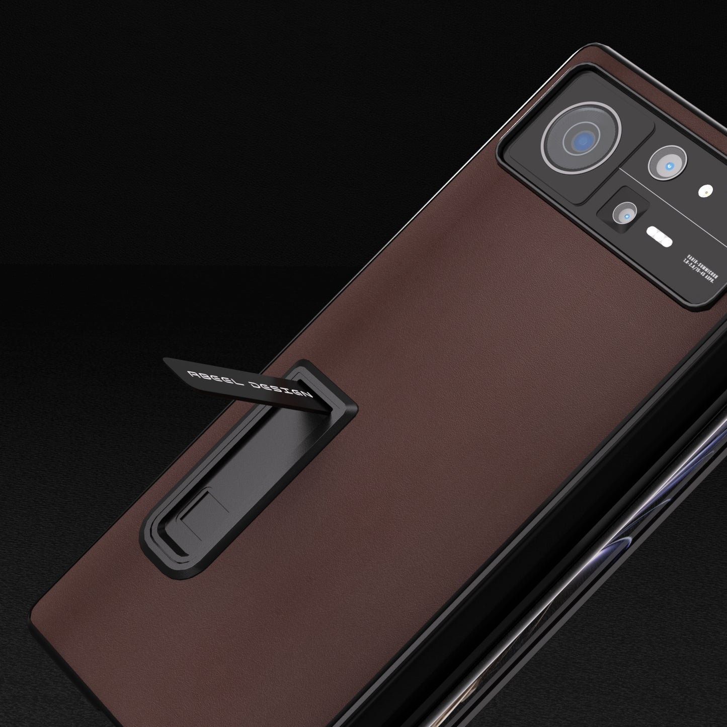 For Xiaomi Mix Fold 2 Integrated Genuine Leather Xiaoya Series Phone Case with Holder(Coffee)