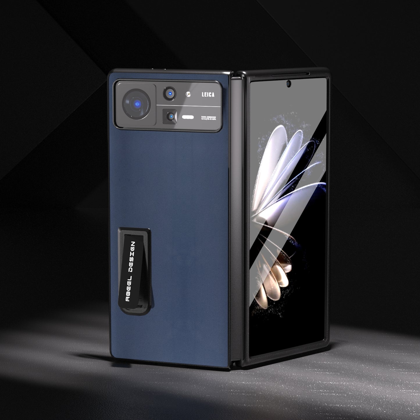 For Xiaomi Mix Fold 2 Integrated Genuine Leather Xiaoya Series Phone Case with Holder(Blue)