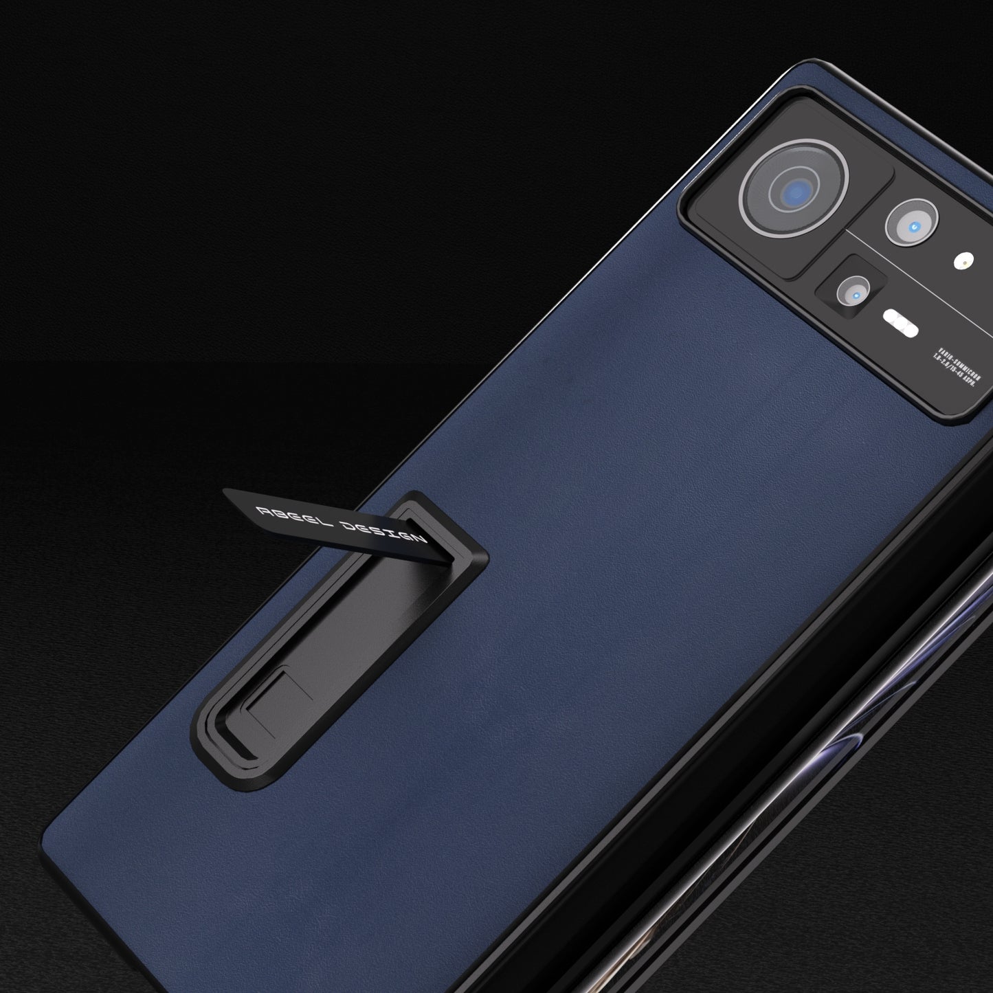 For Xiaomi Mix Fold 2 Integrated Genuine Leather Xiaoya Series Phone Case with Holder(Blue)