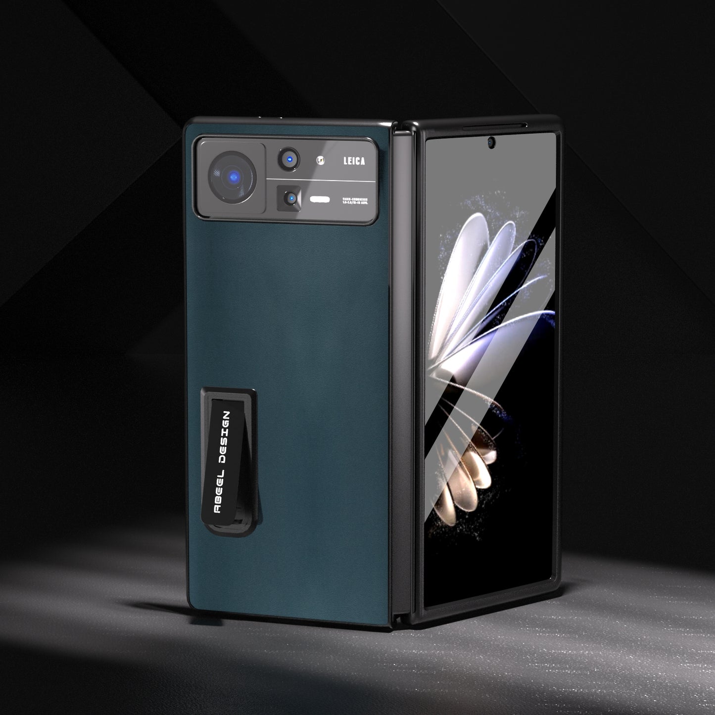 For Xiaomi Mix Fold 2 Integrated Genuine Leather Xiaoya Series Phone Case with Holder(Dark Green)