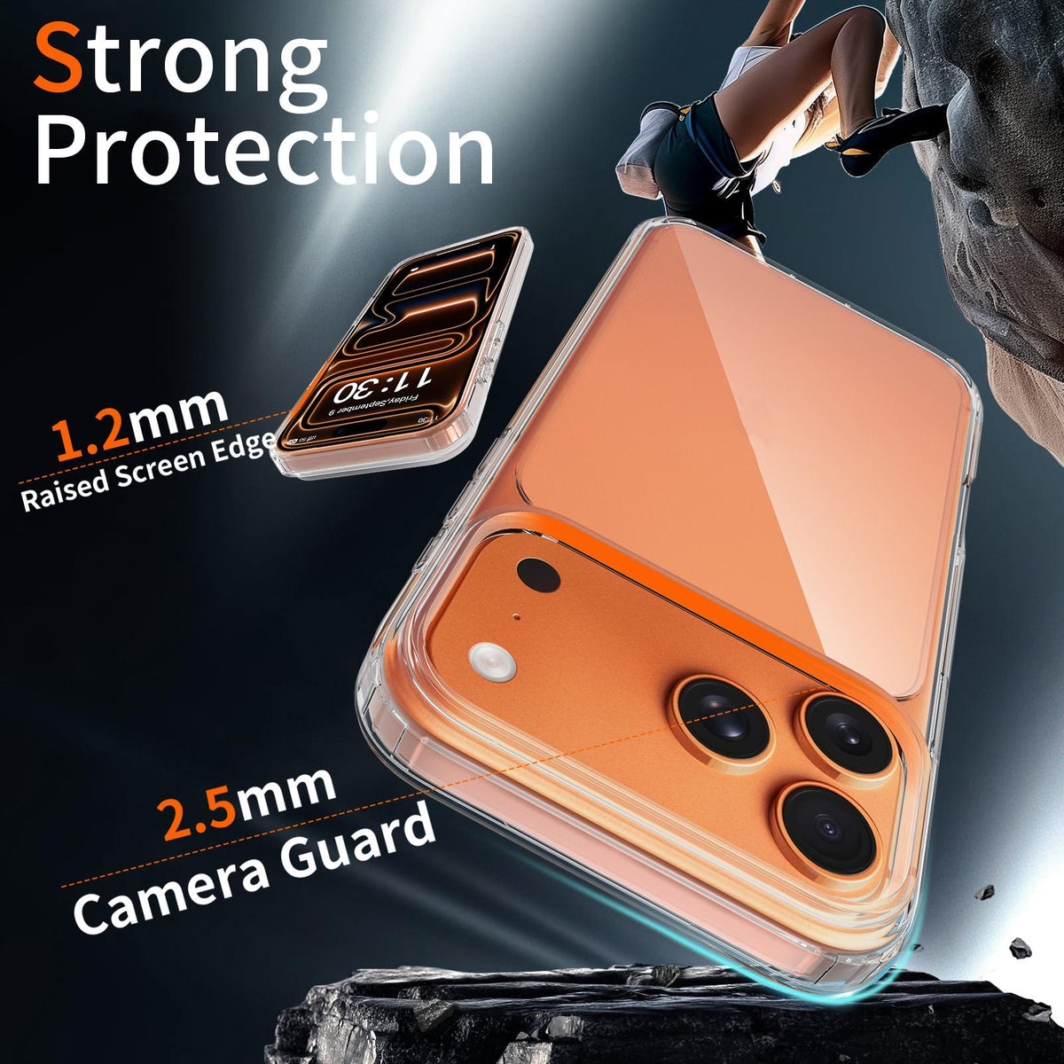 Compatible with iPhone 18 Pro Max Scratchproof Acrylic 1.5mm Phone Case - Black