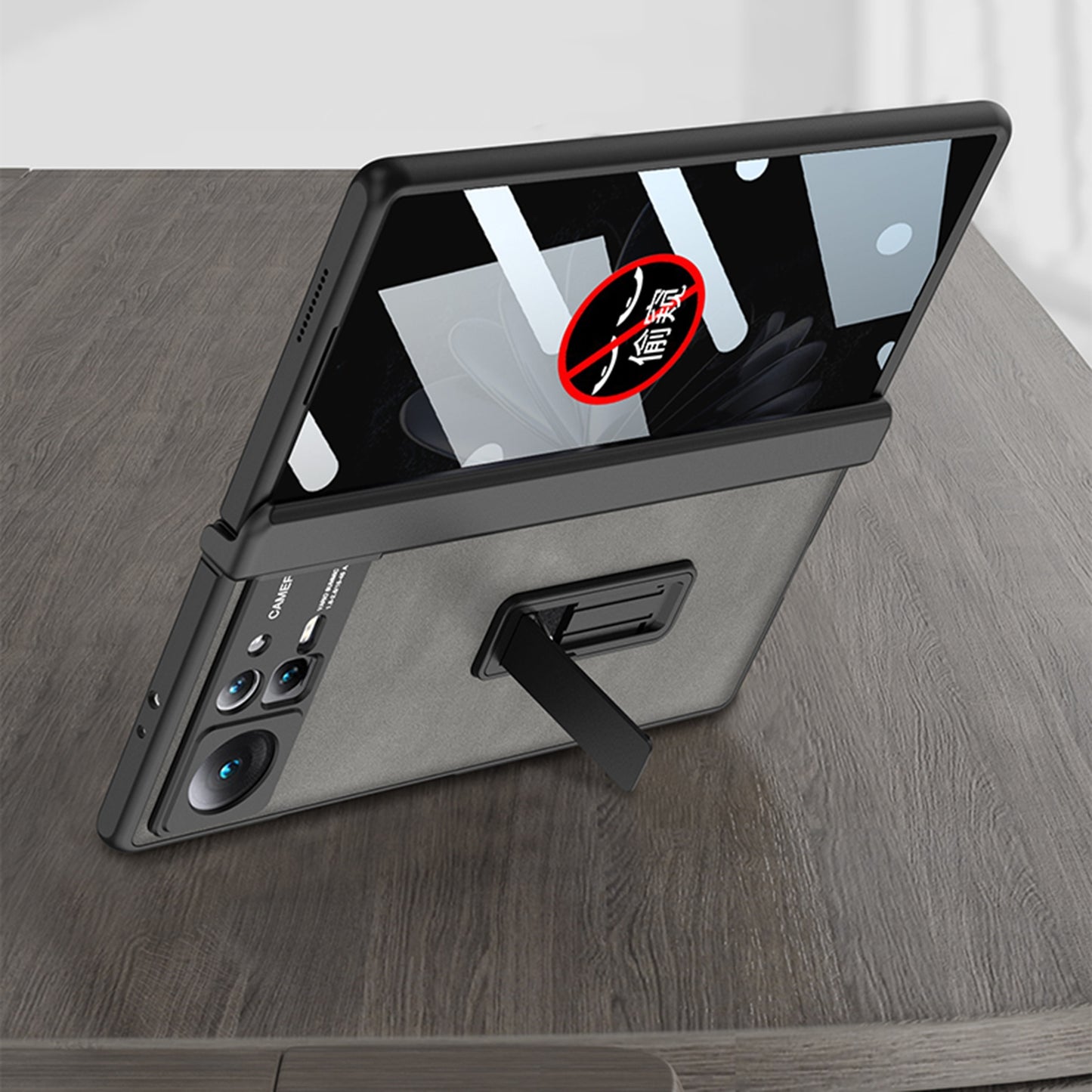 For Xiaomi Mix Fold 2 GKK Integrated Peep-proof Fold Full Coverage Leather Phone Case with Holder(Brown)