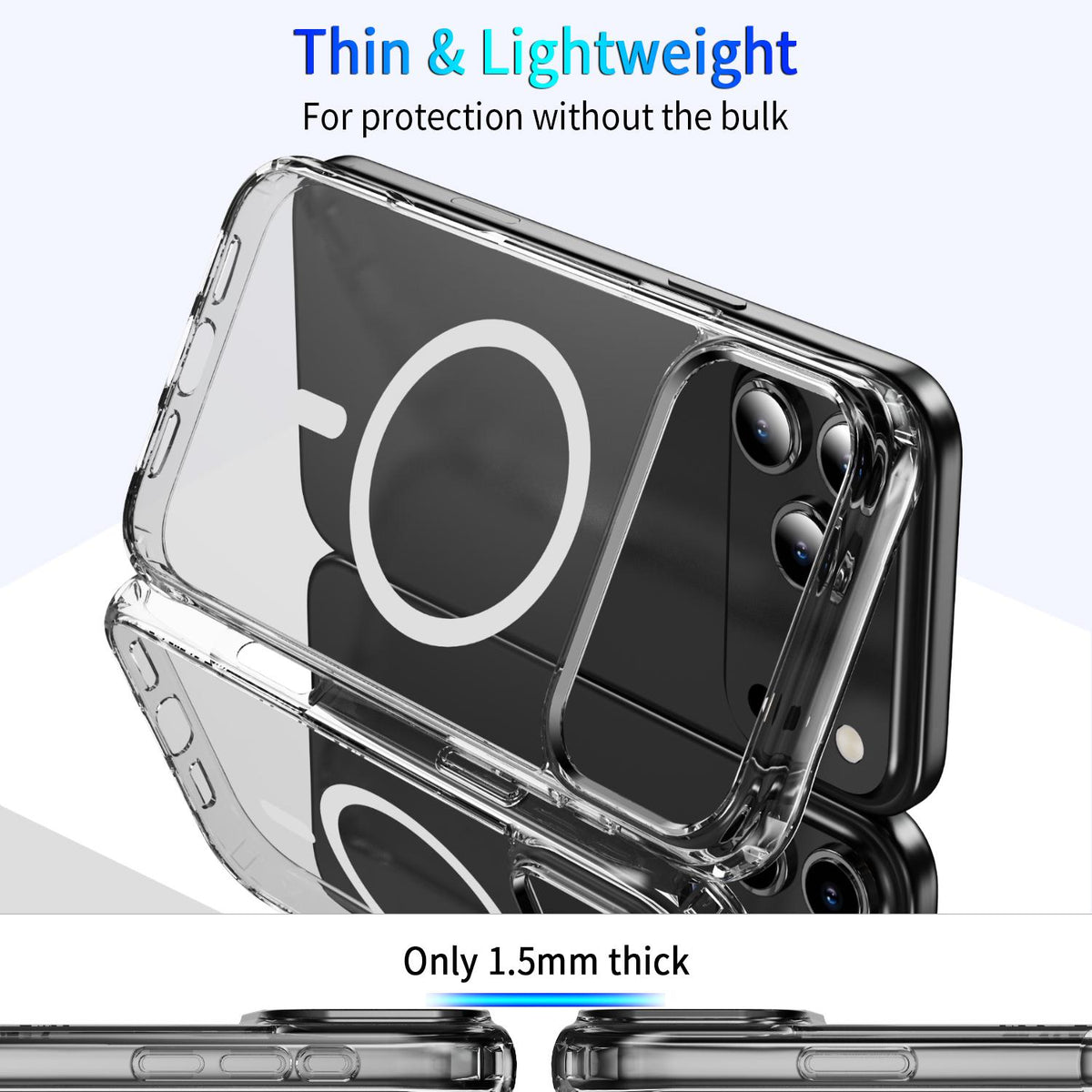 Compatible with iPhone 18 Pro Max Four Corner Airbags MagSafe Magnetic Phone Case - Transparent