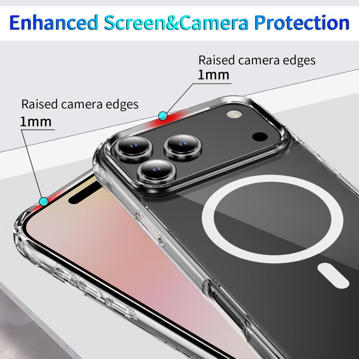 Compatible with iPhone 18 Pro Max Four Corner Airbags MagSafe Magnetic Phone Case - Transparent