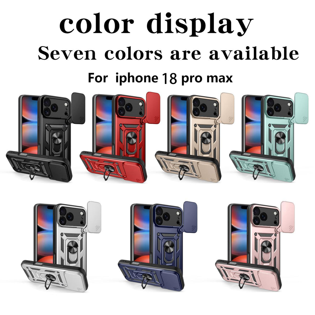 Compatible with iPhone 18 Pro Max Sliding Camera Cover Design TPU+PC Phone Case - Black