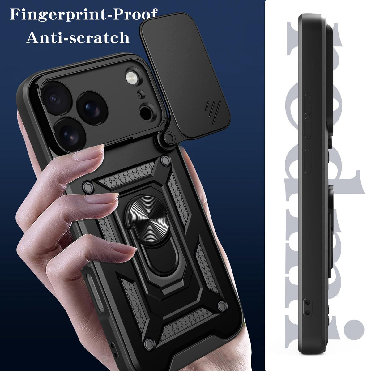 Compatible with iPhone 18 Pro Max Sliding Camera Cover Design TPU+PC Phone Case - Black