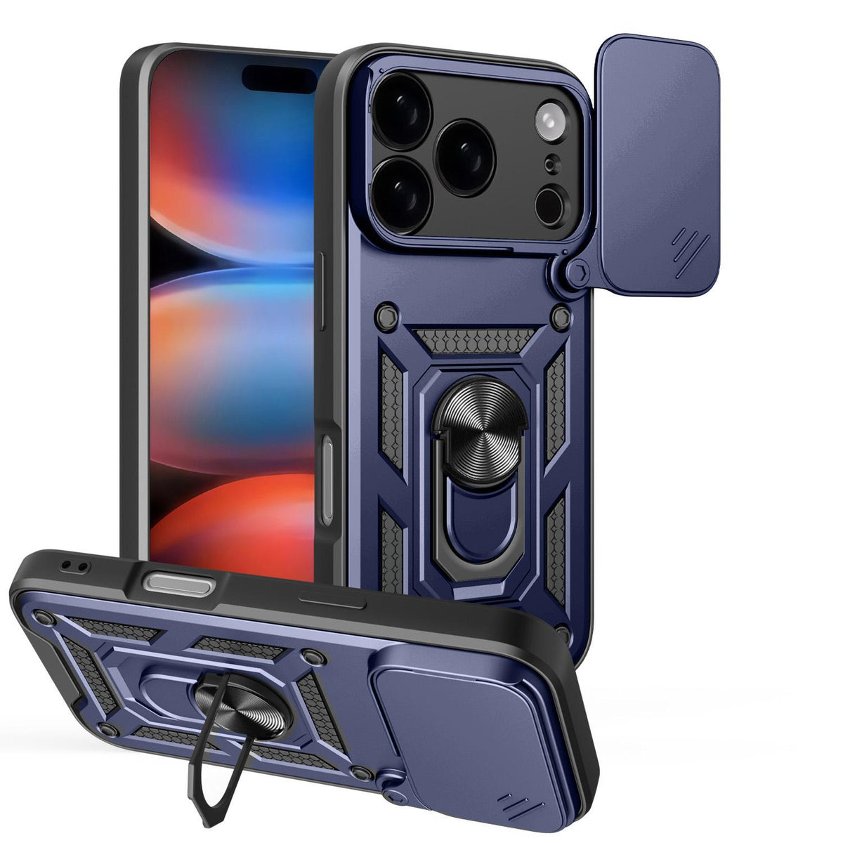 Compatible with iPhone 18 Pro Sliding Camera Cover Design TPU+PC Phone Case - Blue