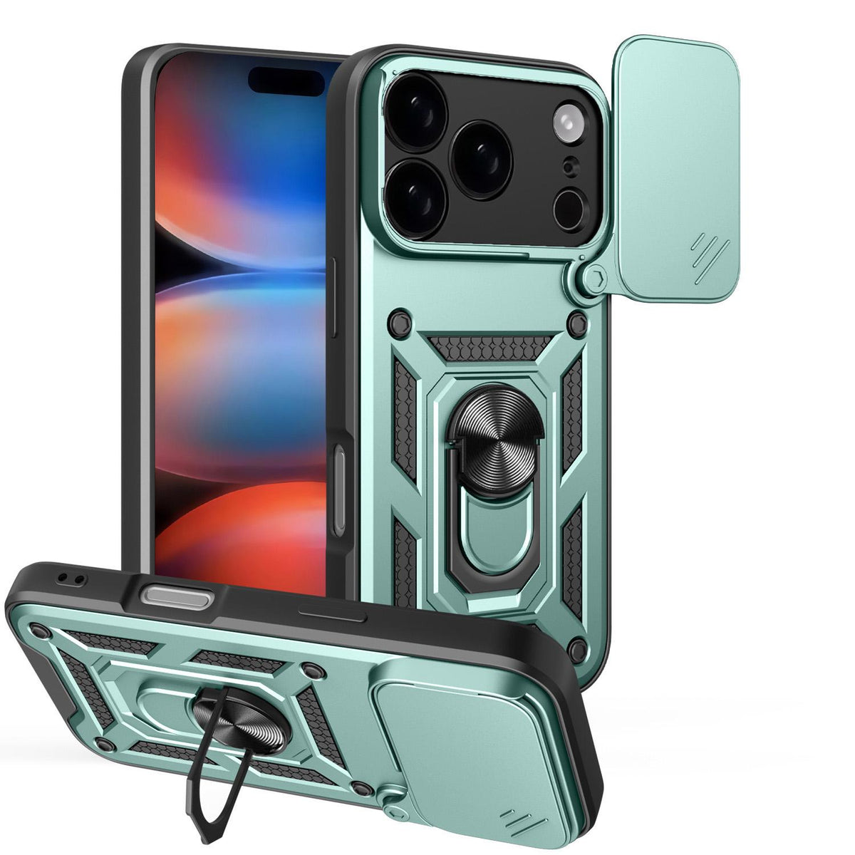Compatible with iPhone 18 Pro Sliding Camera Cover Design TPU+PC Phone Case - Green