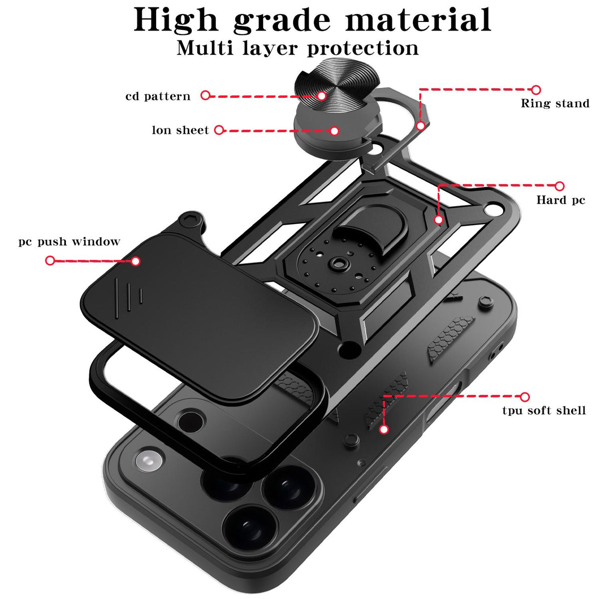 Compatible with iPhone 18 Pro Sliding Camera Cover Design TPU+PC Phone Case - Silver