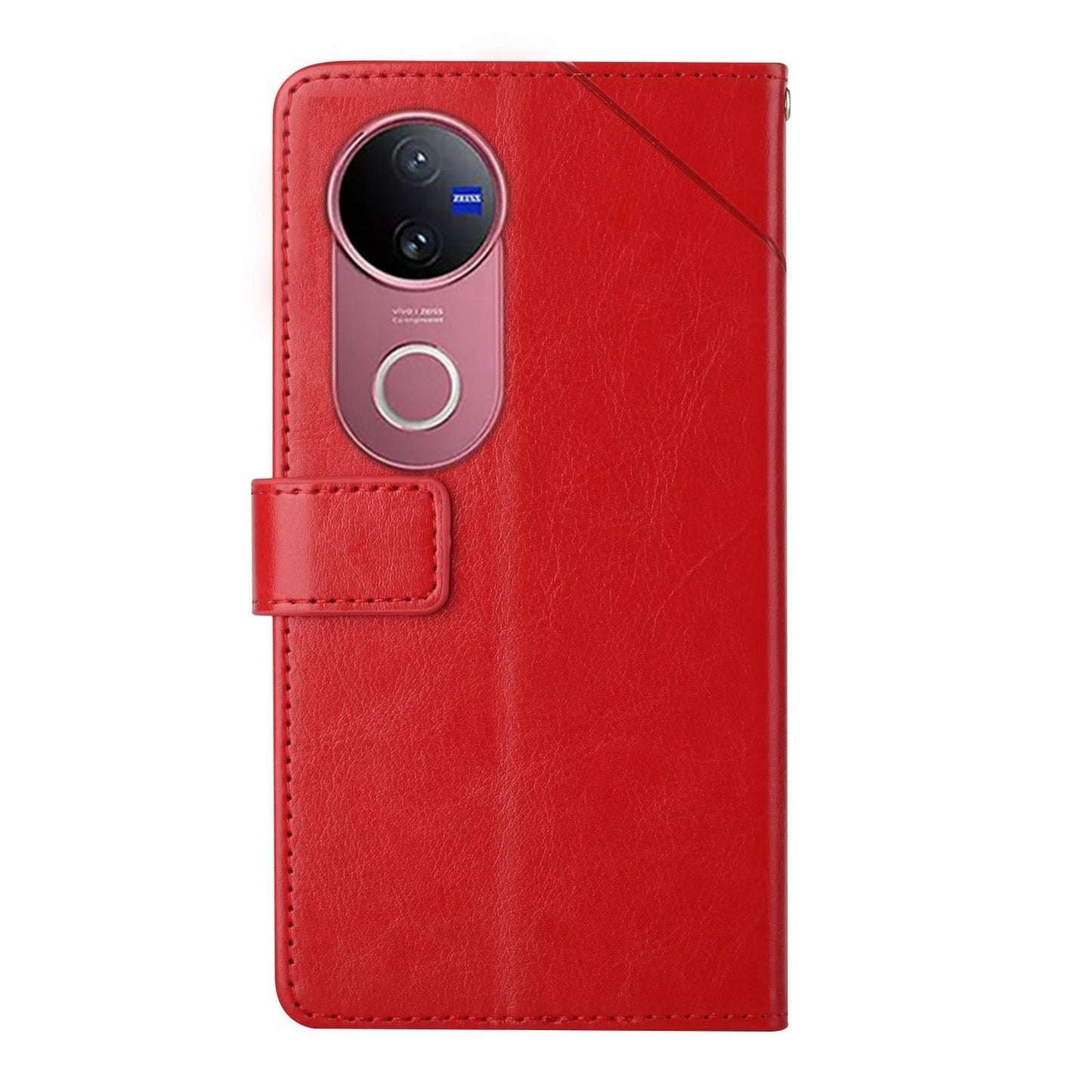 For vivo V50 5G Global HT01 Y-shaped Pattern Flip Leather Phone Case(Red)