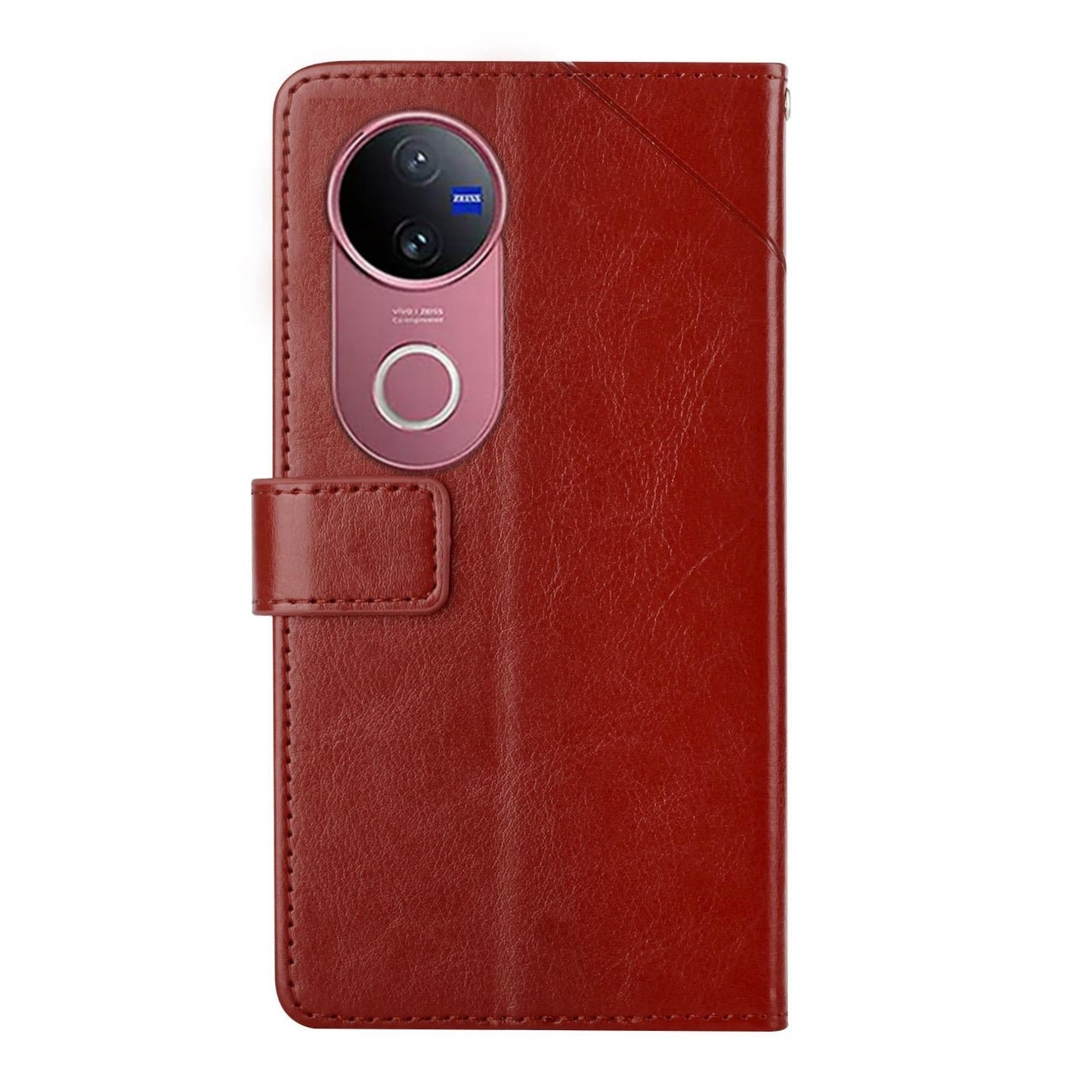 For vivo V50 5G Global HT01 Y-shaped Pattern Flip Leather Phone Case(Brown)