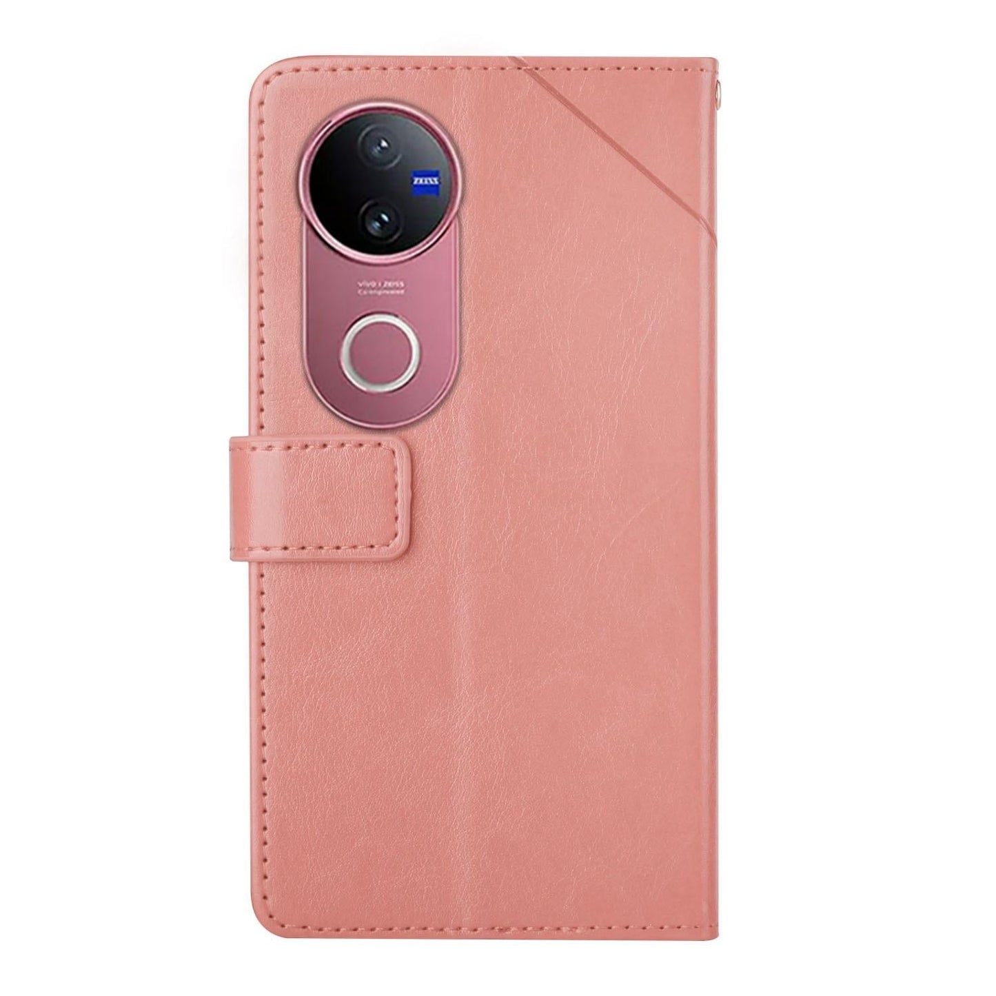 For vivo V50 5G Global HT01 Y-shaped Pattern Flip Leather Phone Case(Pink)