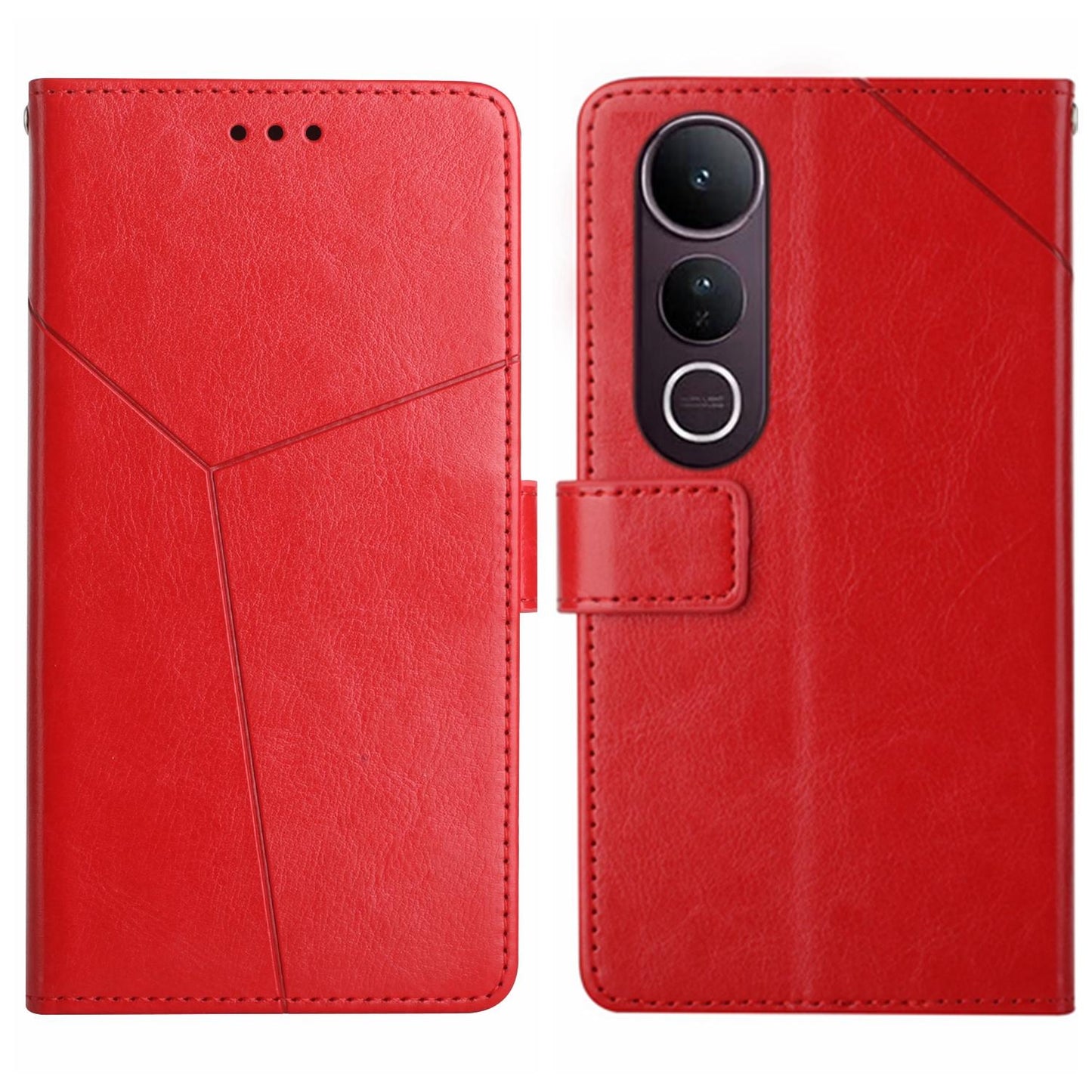 For vivo V50 Lite 5G HT01 Y-shaped Pattern Flip Leather Phone Case(Red)