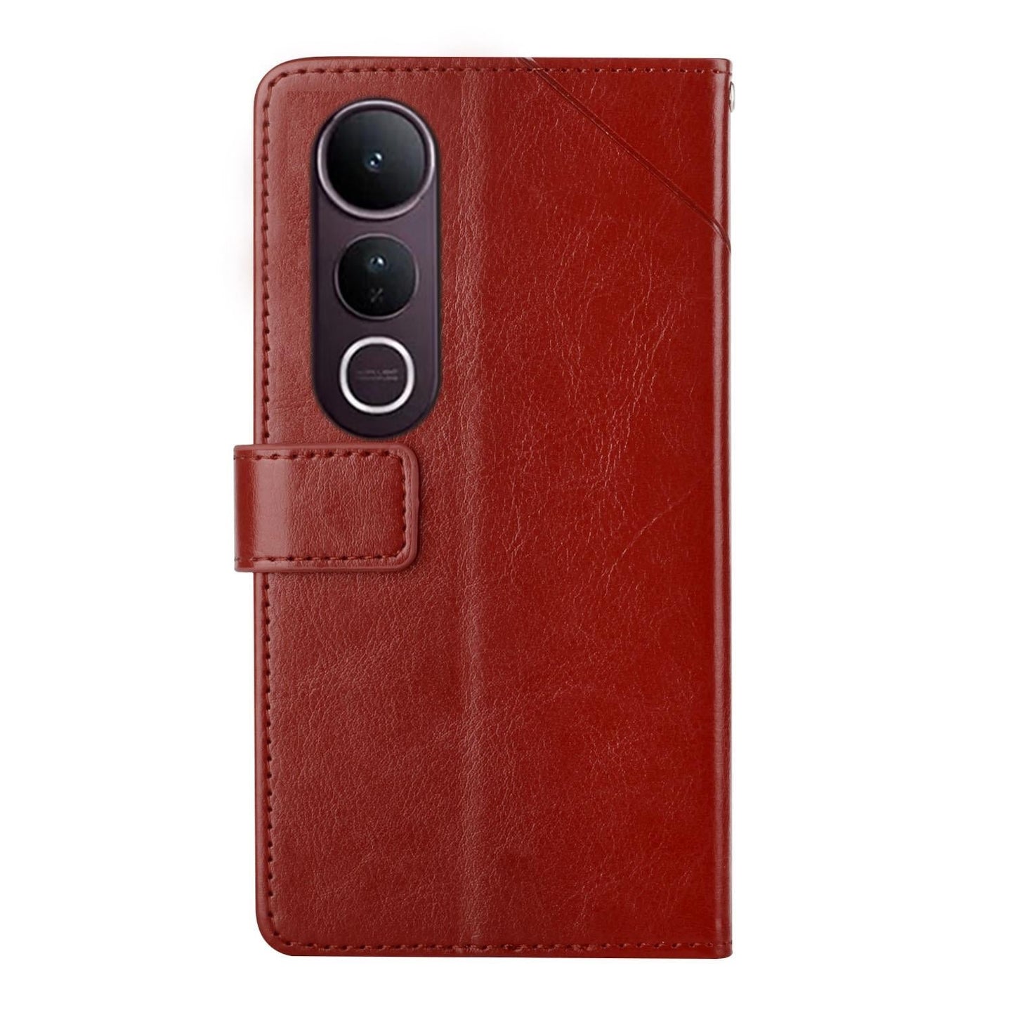 For vivo V50 Lite 5G HT01 Y-shaped Pattern Flip Leather Phone Case(Brown)