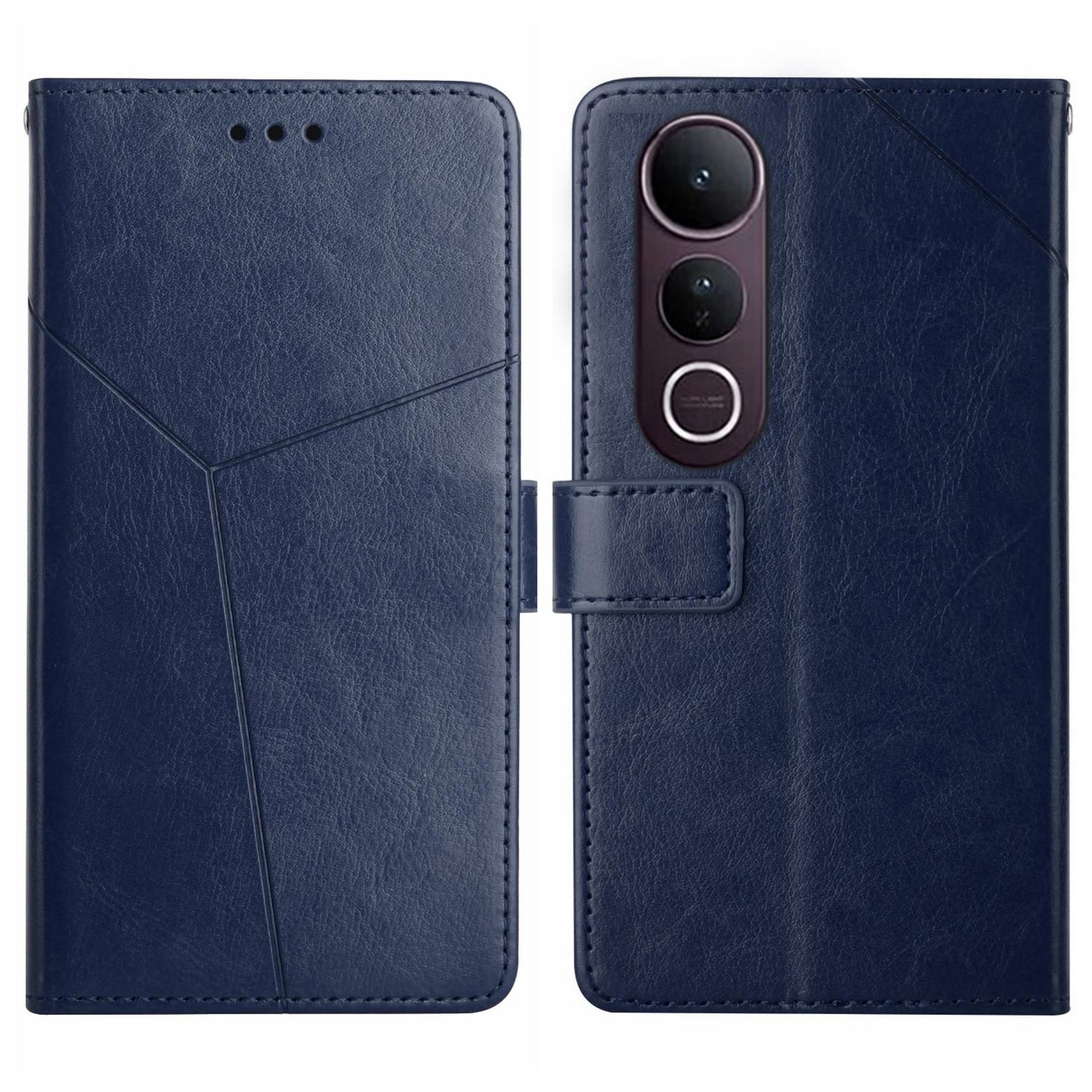 For vivo V50 Lite 5G HT01 Y-shaped Pattern Flip Leather Phone Case(Blue)