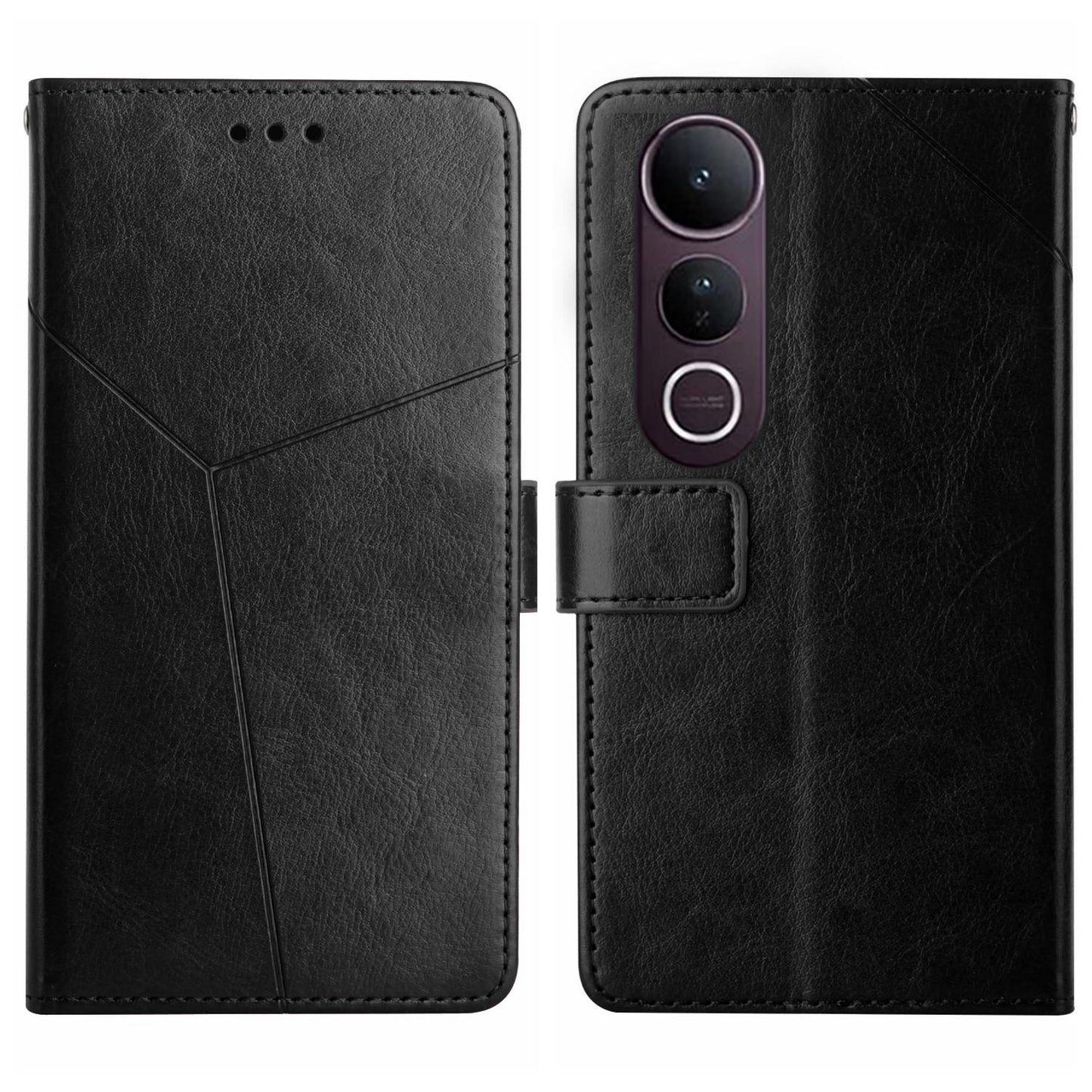 For vivo V50 Lite 5G HT01 Y-shaped Pattern Flip Leather Phone Case(Black)
