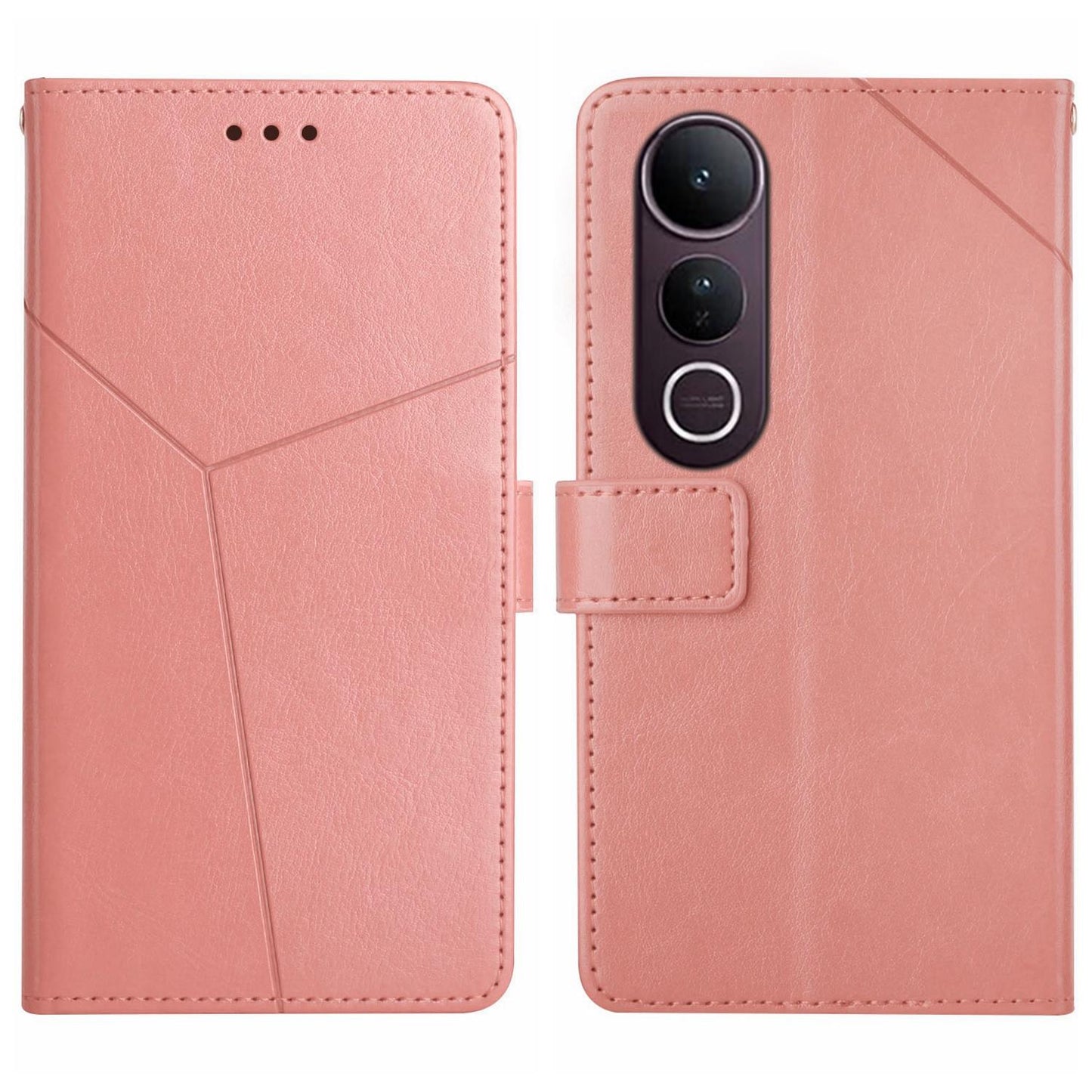 For vivo V50 Lite 5G HT01 Y-shaped Pattern Flip Leather Phone Case(Pink)