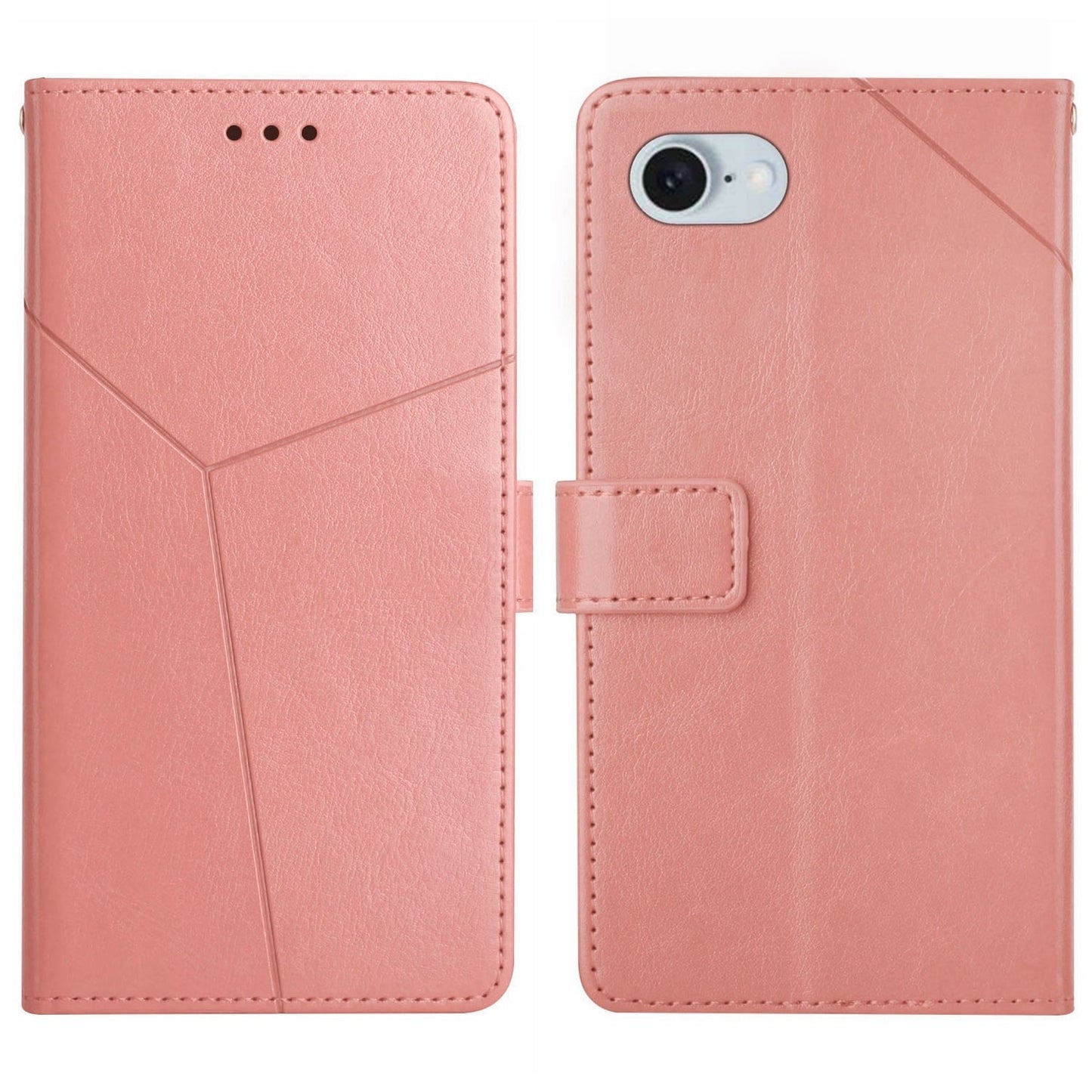 For iPhone 16e HT01 Y-shaped Pattern Flip Leather Phone Case(Pink)
