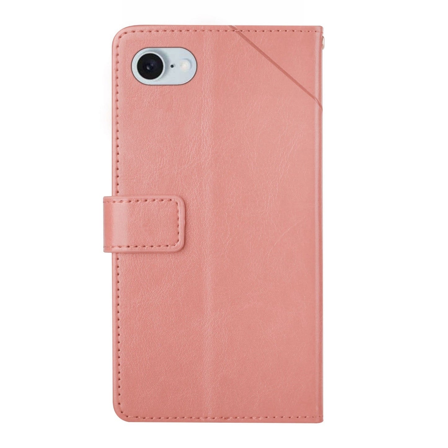 For iPhone 16e HT01 Y-shaped Pattern Flip Leather Phone Case(Pink)