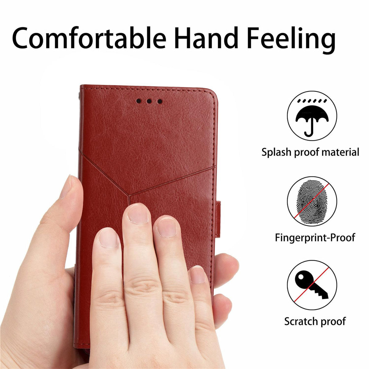 Compatible with iPhone 18 Pro Max & 17 Pro Max HT01 Y-shaped Pattern Flip Leather Phone Case - Brown
