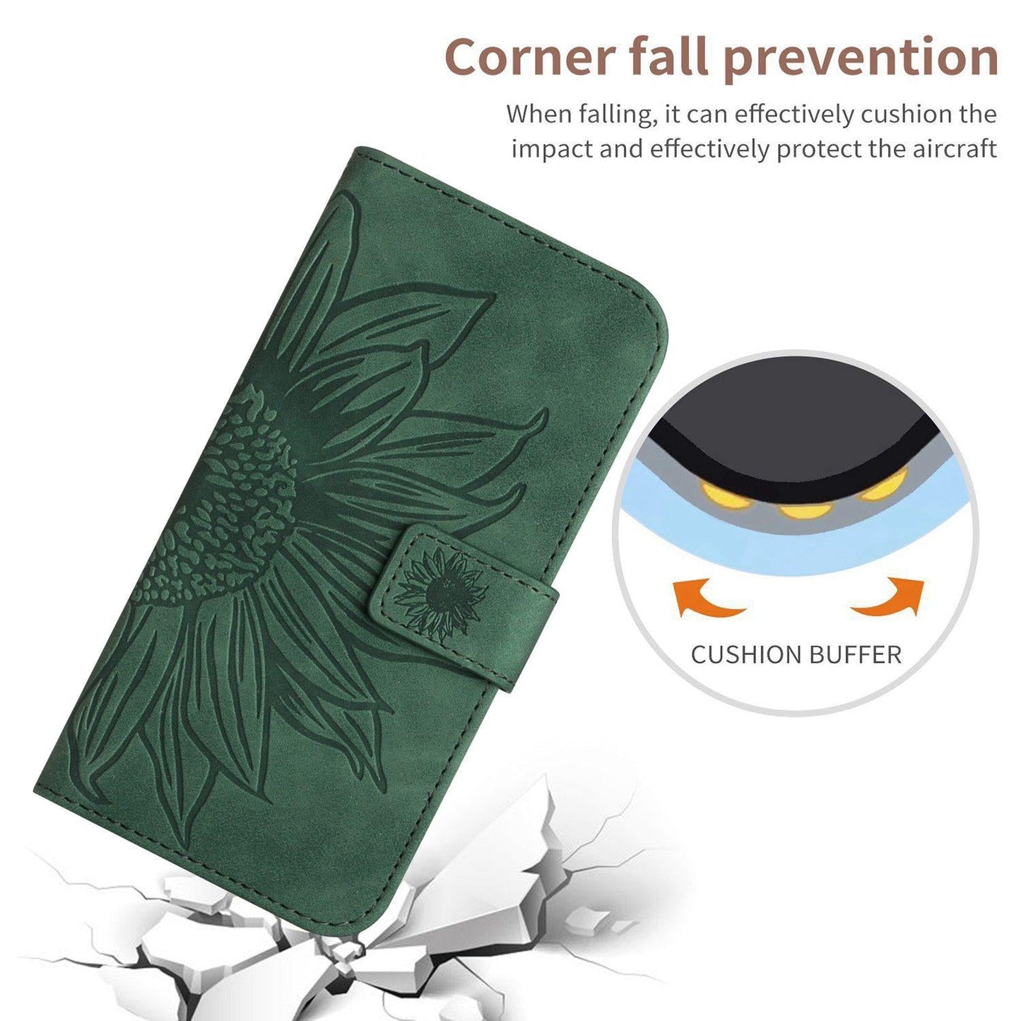 For vivo V50 5G Global Skin Feel Sun Flower Embossed Flip Leather Phone Case with Lanyard(Green)