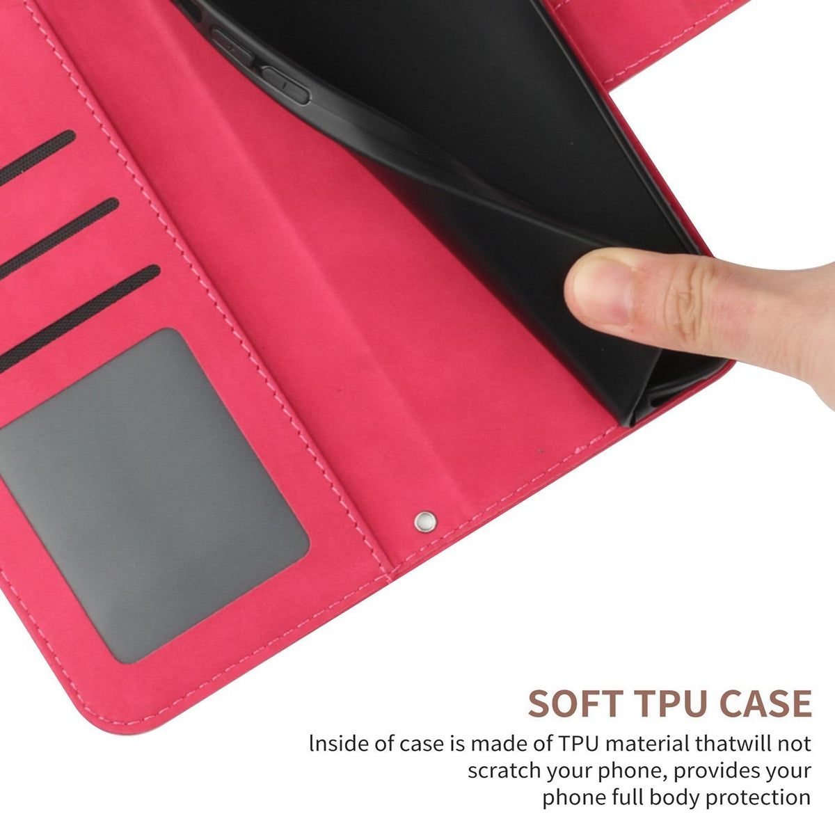 Compatible with iPhone 18 Pro Max & 17 Pro Max Skin Feel Sun Flower Embossed Flip Leather Phone Case with Lanyard - Rose Red
