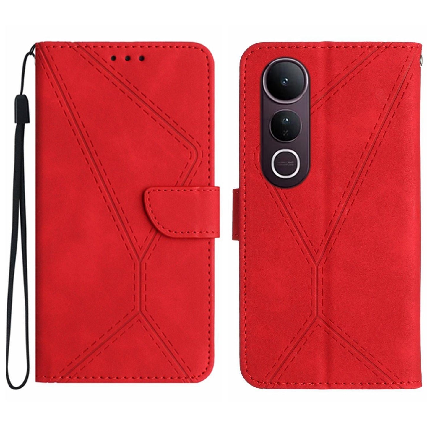 For vivo V50 Lite 5G Stitching Embossed Leather Phone Case(Red)