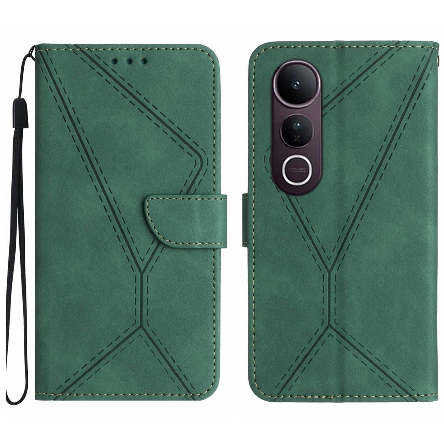 For vivo V50 Lite 5G Stitching Embossed Leather Phone Case(Green)