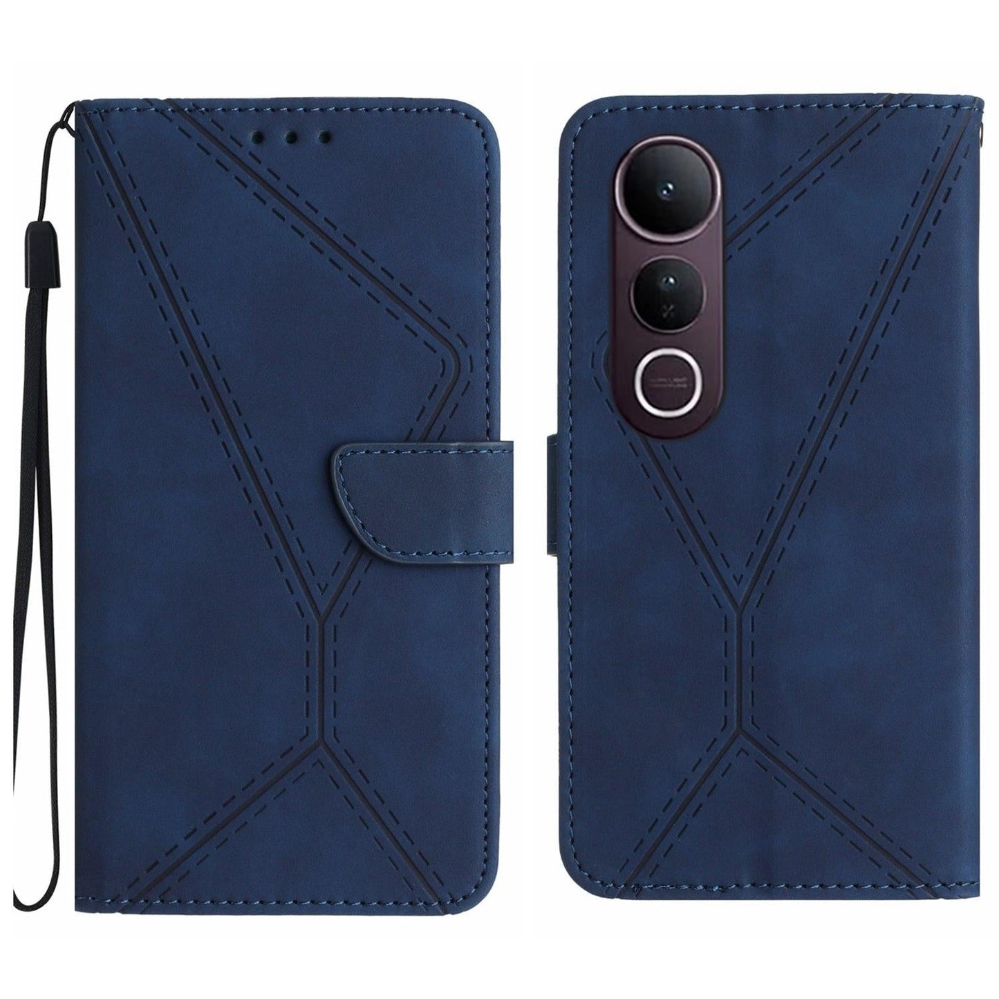 For vivo V50 Lite 5G Stitching Embossed Leather Phone Case(Blue)