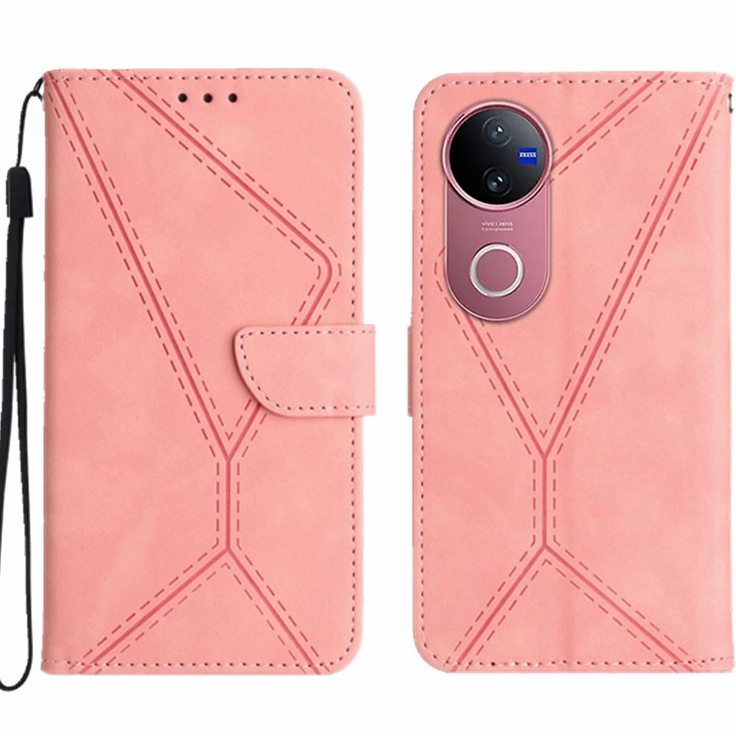 For vivo V50 5G Global Stitching Embossed Leather Phone Case(Pink)