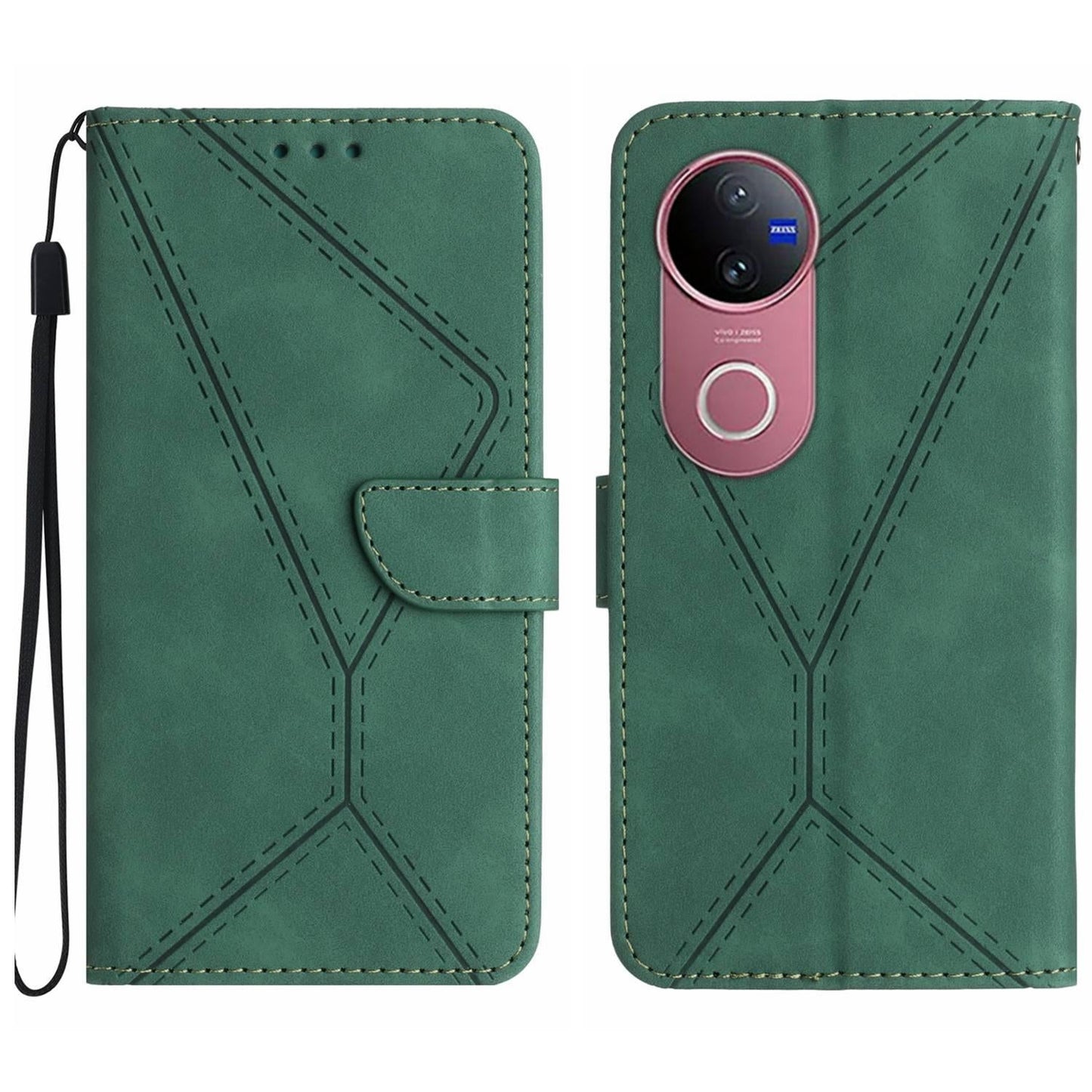 For vivo V50 5G Global Stitching Embossed Leather Phone Case(Green)