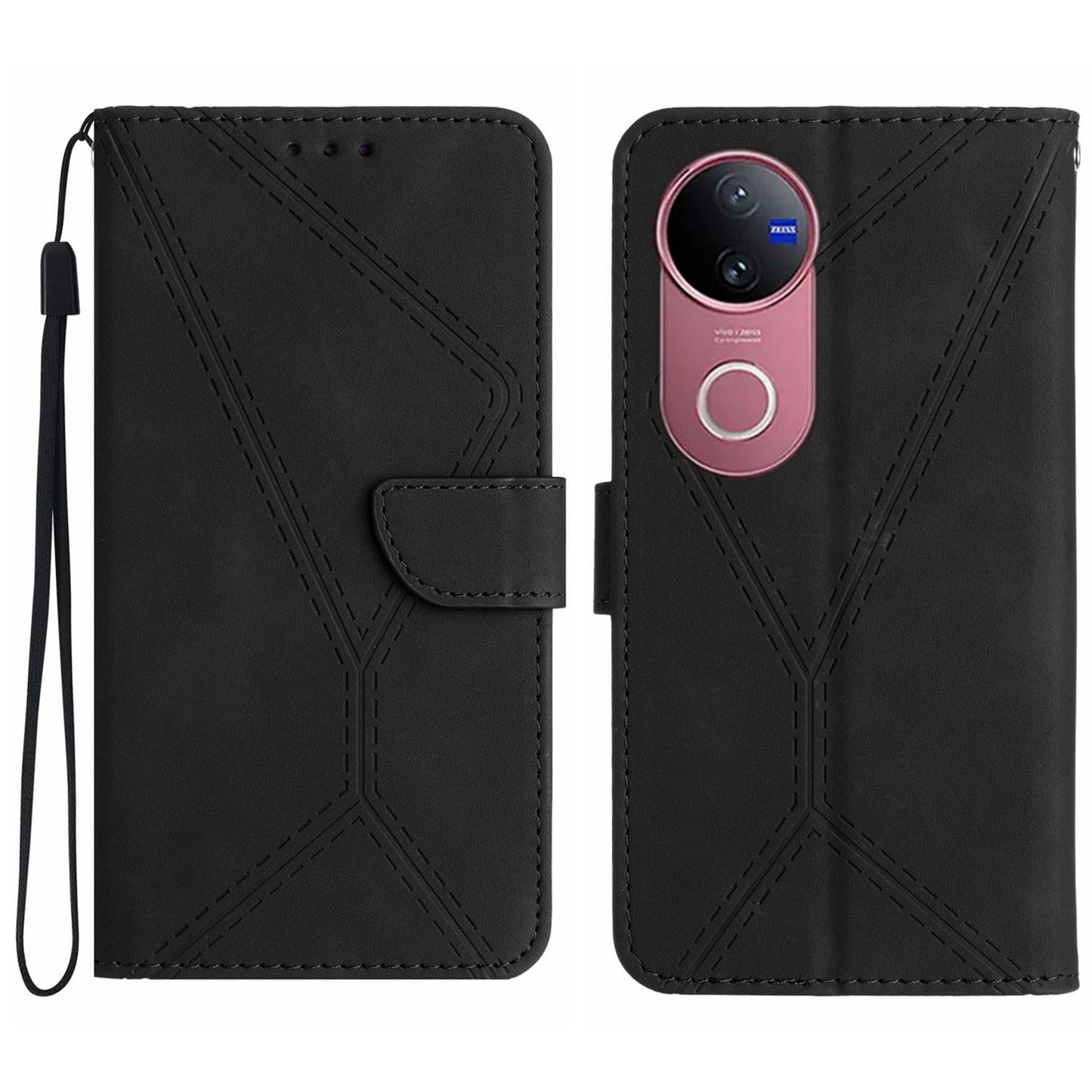 For vivo V50 5G Global Stitching Embossed Leather Phone Case(Black)