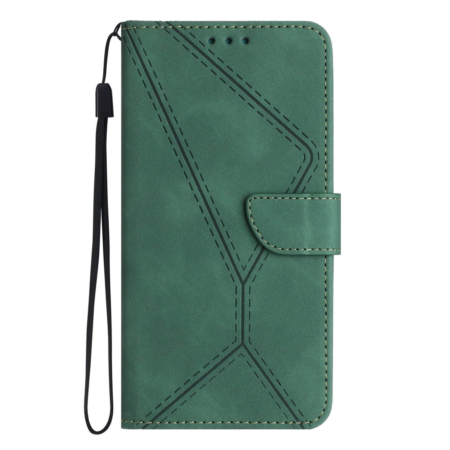 For iPhone 16e Stitching Embossed Leather Phone Case(Green)
