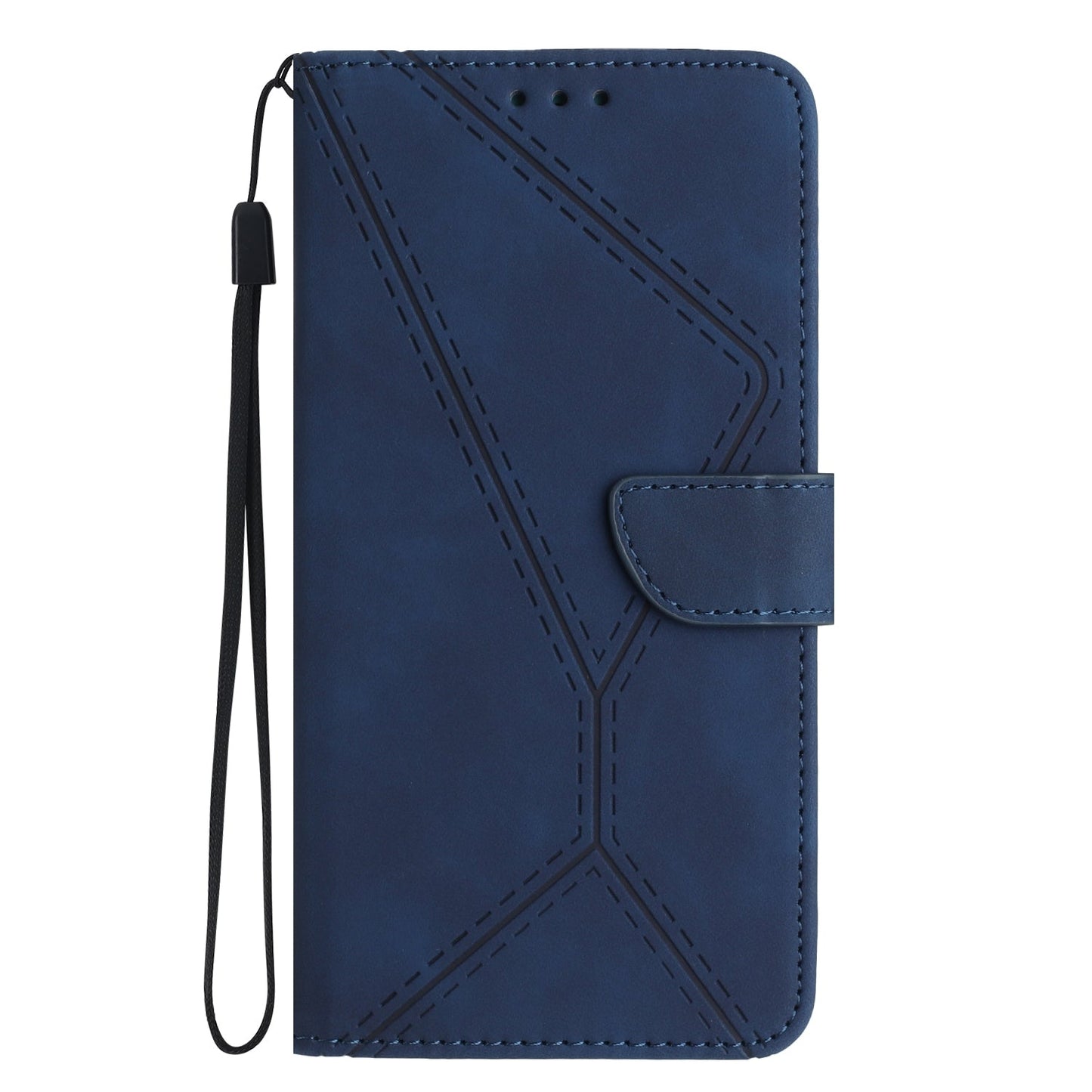 For iPhone 16e Stitching Embossed Leather Phone Case(Blue)
