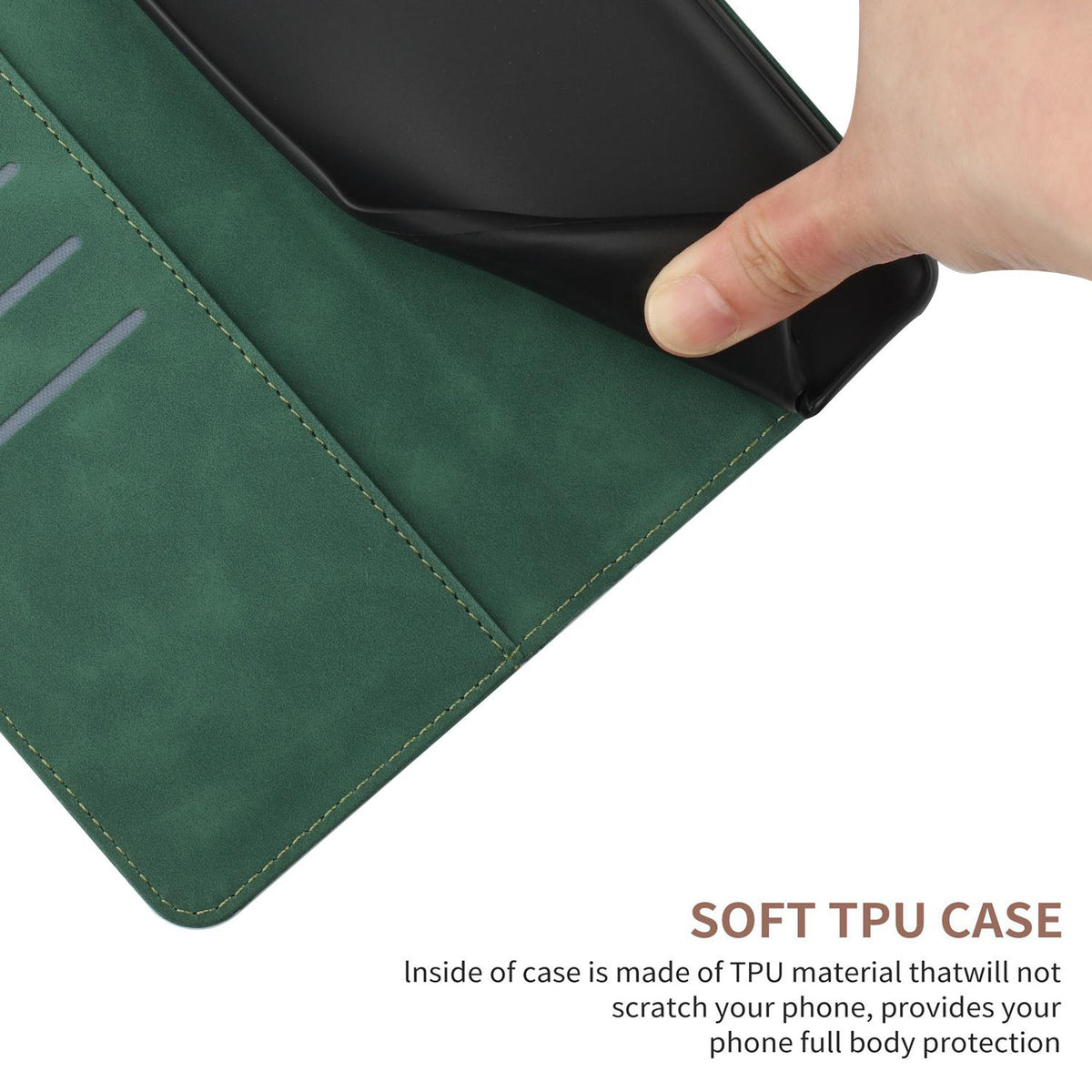 Compatible with iPhone 18 Pro Max & 17 Pro Max Stitching Embossed Leather Phone Case - Green