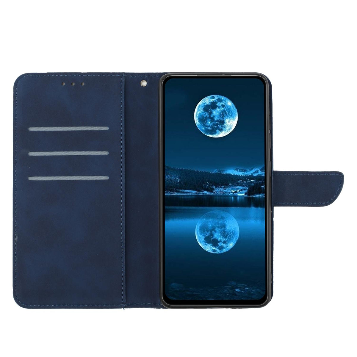 Compatible with iPhone 18 Pro Max & 17 Pro Max Stitching Embossed Leather Phone Case - Blue
