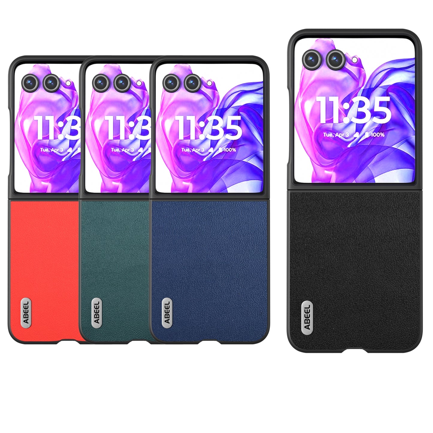 For Motorola Razr 50 Ultra ABEEL Genuine Leather Luolai Series Phone Case(Dark Blue)