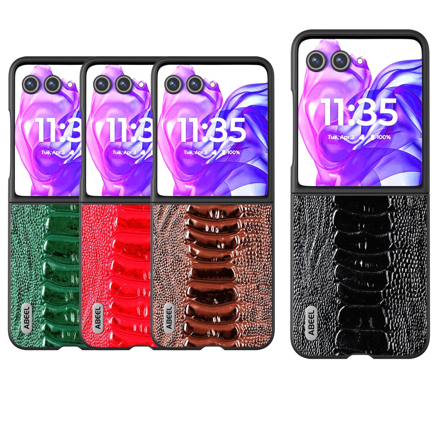 For Motorola Razr 50 Ultra ABEEL Genuine Leather Weilai Series Phone Case(Green)