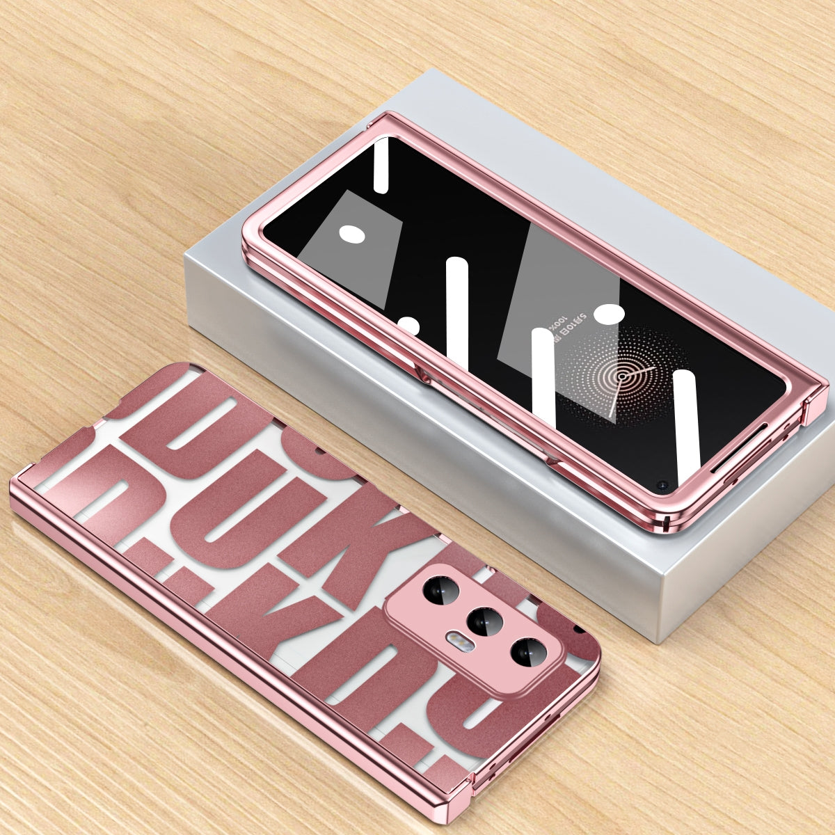 For Xiaomi Mi Mix Fold Integrated Electroplating Folding Phone Case with Hinge(Rose Gold)