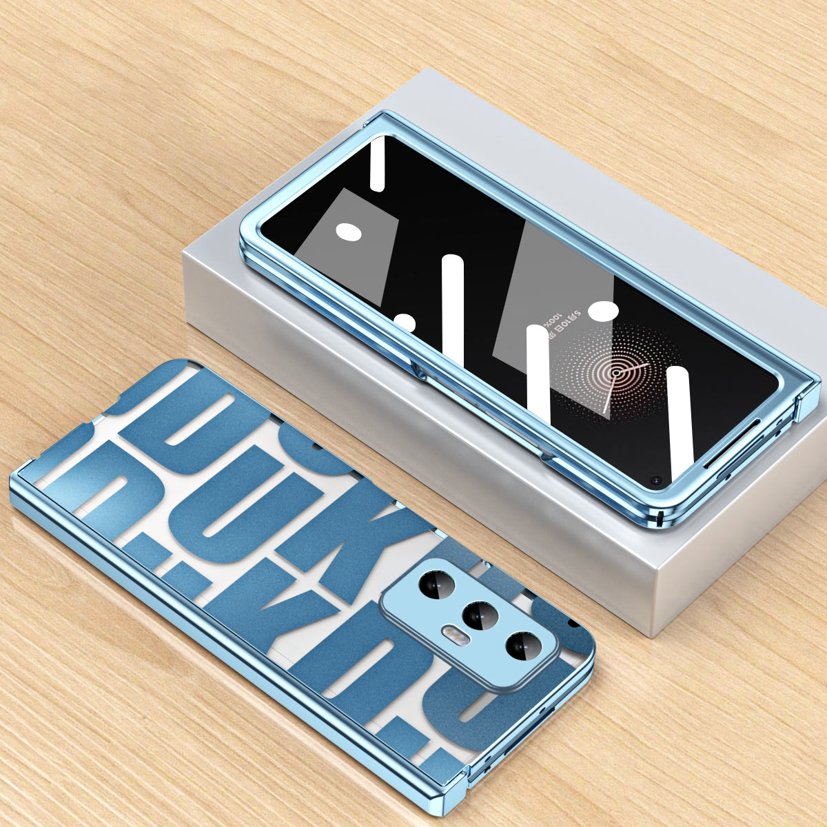 For Xiaomi Mi Mix Fold Integrated Electroplating Folding Phone Case with Hinge(Blue)