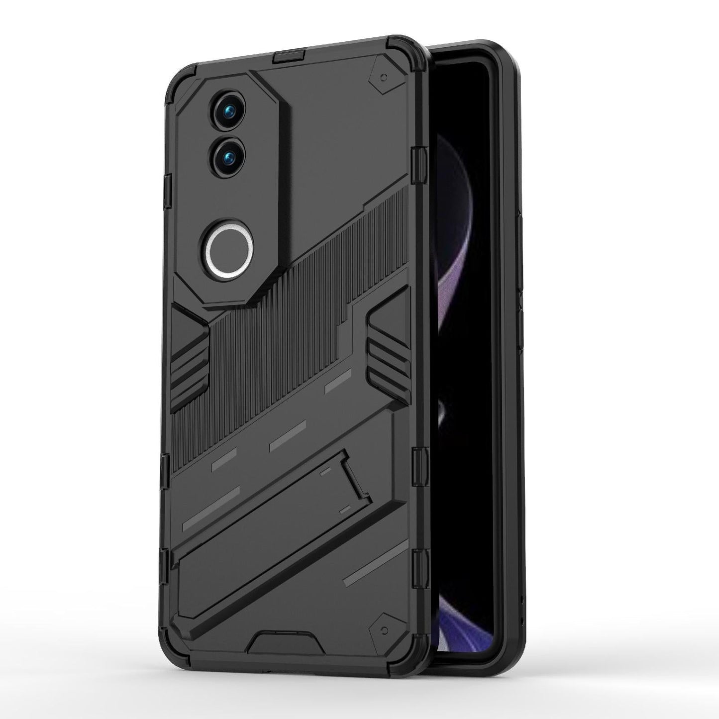 For vivo V50 5G Global Punk Armor 2 in 1 PC + TPU Phone Case with Holder(Black)