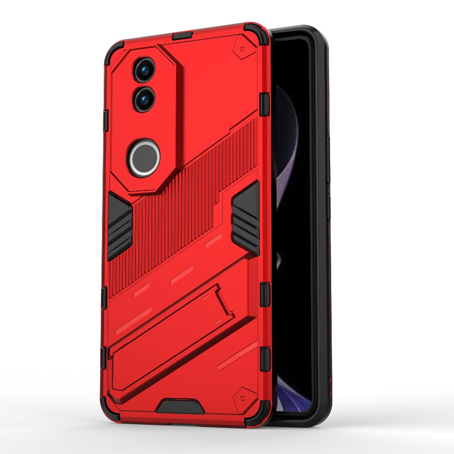 For vivo V50 5G Global Punk Armor 2 in 1 PC + TPU Phone Case with Holder(Red)