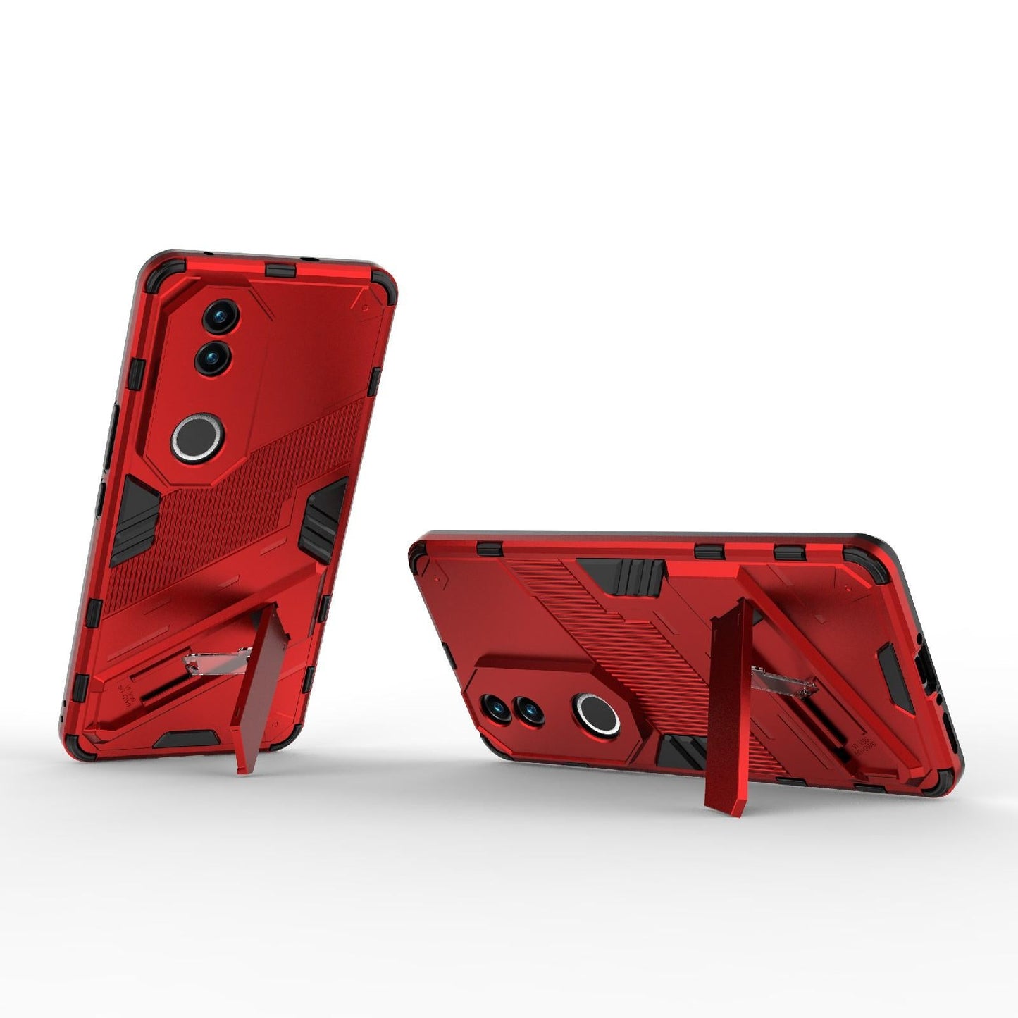For vivo V50 5G Global Punk Armor 2 in 1 PC + TPU Phone Case with Holder(Red)