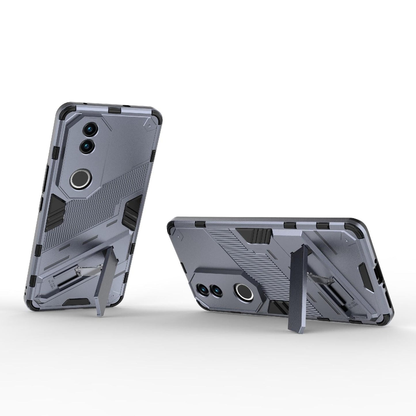 For vivo V50 5G Global Punk Armor 2 in 1 PC + TPU Phone Case with Holder(Grey)